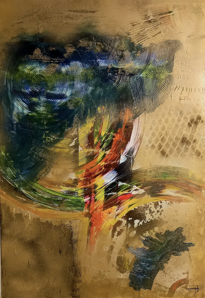 Alpha, 2021, Acrylic, gold powder, sand on canvas, 90"x71", $4200.png