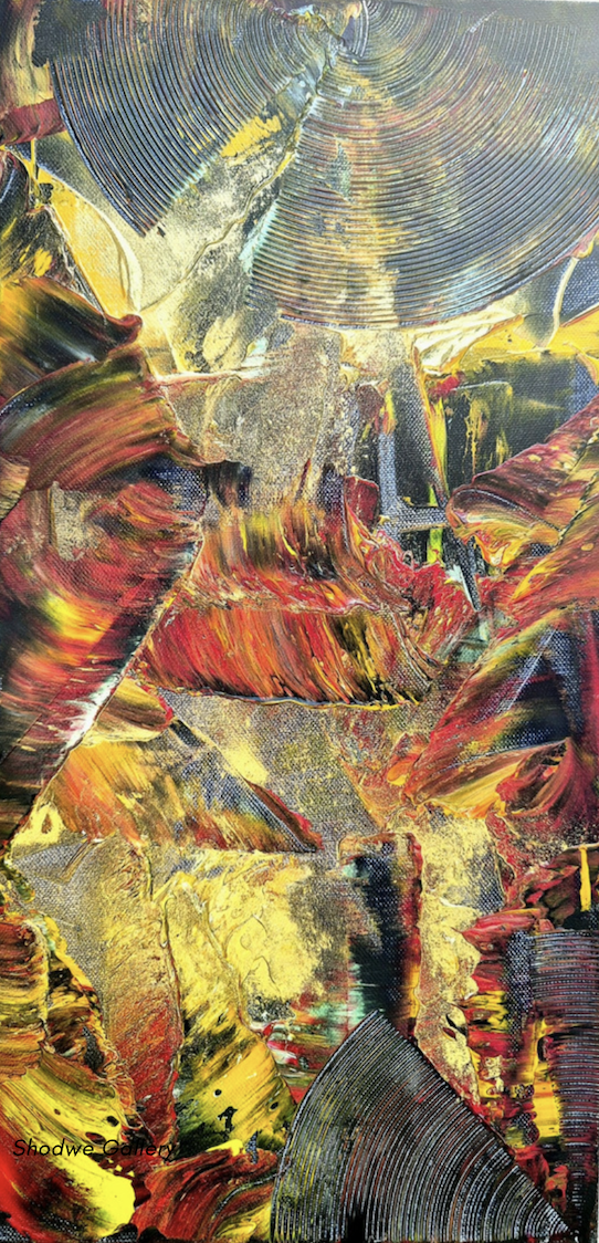 Gratitude 2, 2025, Acrylic, gold powder on canvas, 50"x25", $1500.png