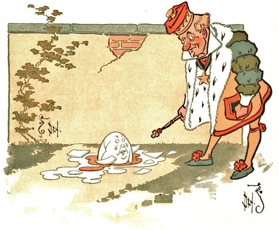 AN ILLUSTRATION FROM THE CHILDREN'S BOOK DENSLOW'S HUMPTY DUMPTY, PUBLISHED IN 1903. IMAGE VIA WIKIMEDIA COMMONS.