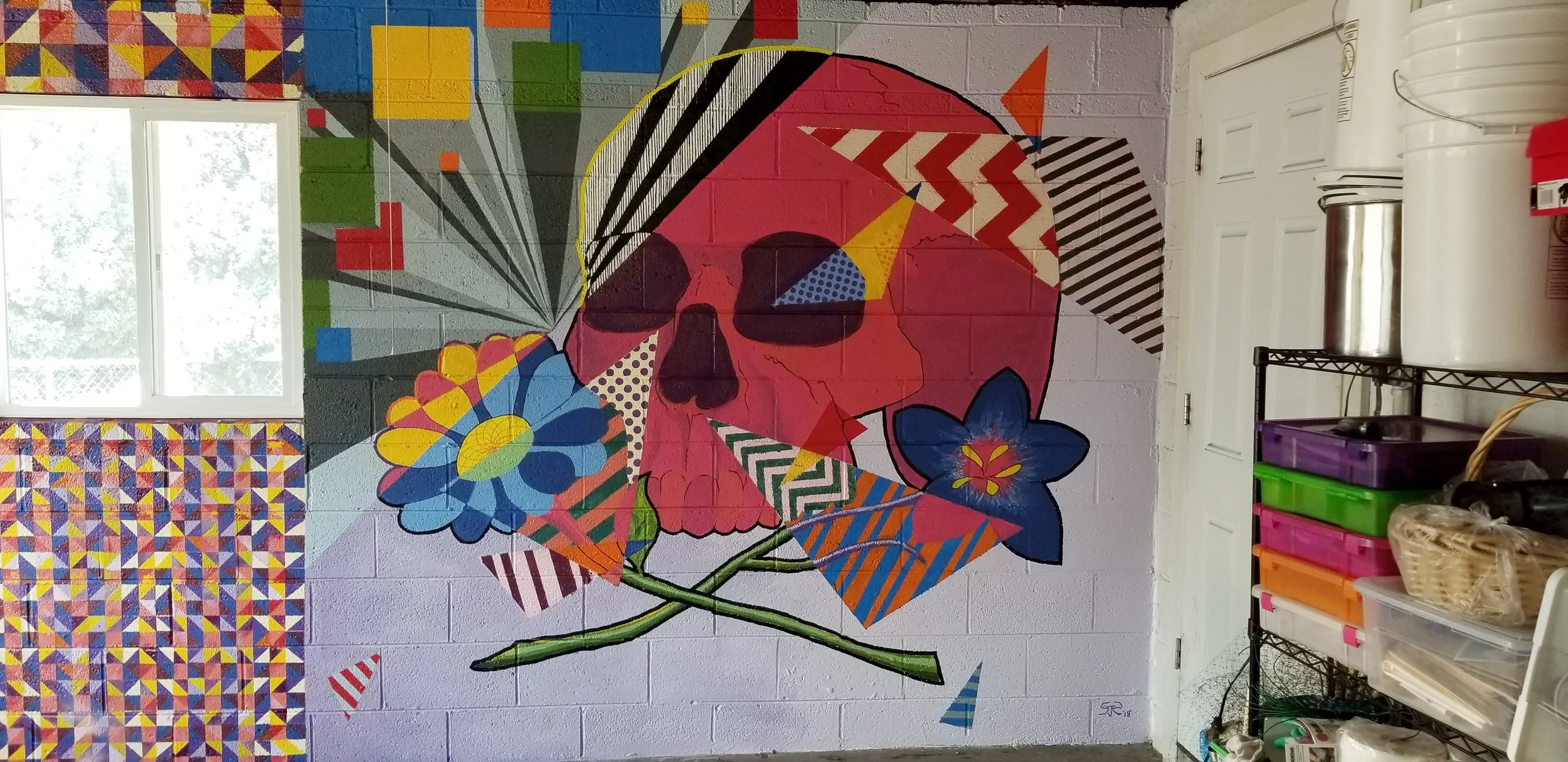 Skull and cross flowers