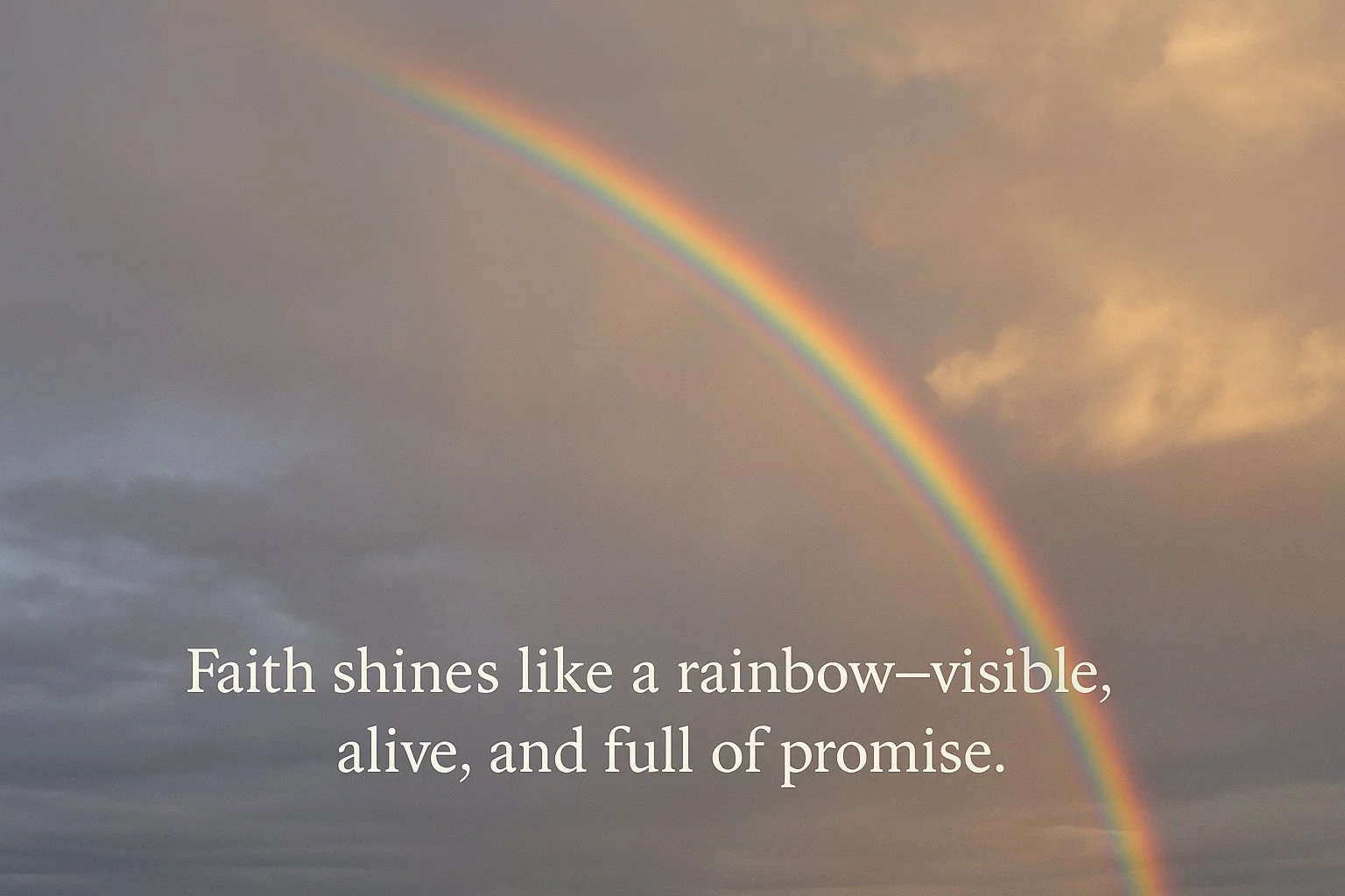After the storm, God set a rainbow in the clouds - a sign of life preserved.

Faith, too, is a living sign, coloured by grace and shaped by love.

Genesis 9:1&ndash;17 James 2:14&ndash;18