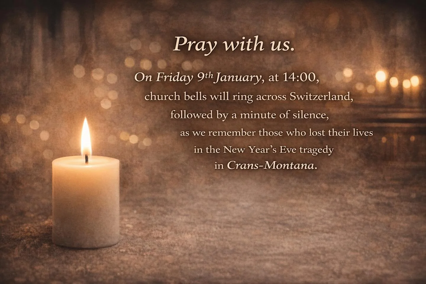 The Swiss government, in collaboration with the churches, is planning a day of national mourning on January 9 for those who perished in the bar fire in Crans-Montana on New Year's Eve.

Church bells will ring at 2pm on Friday throughout Switzerland a
