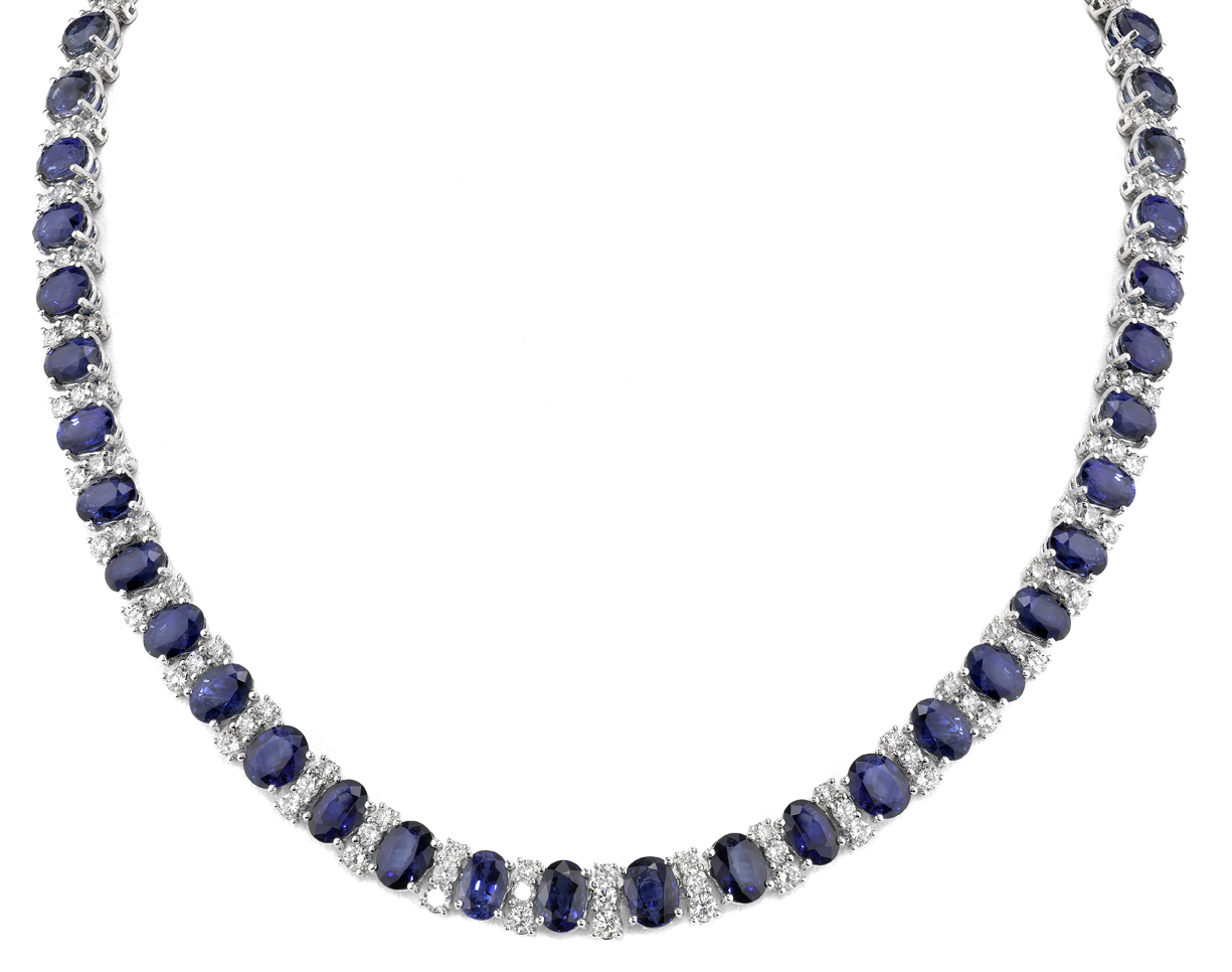 Riviera Platinum Sapphire and Diamond Necklace