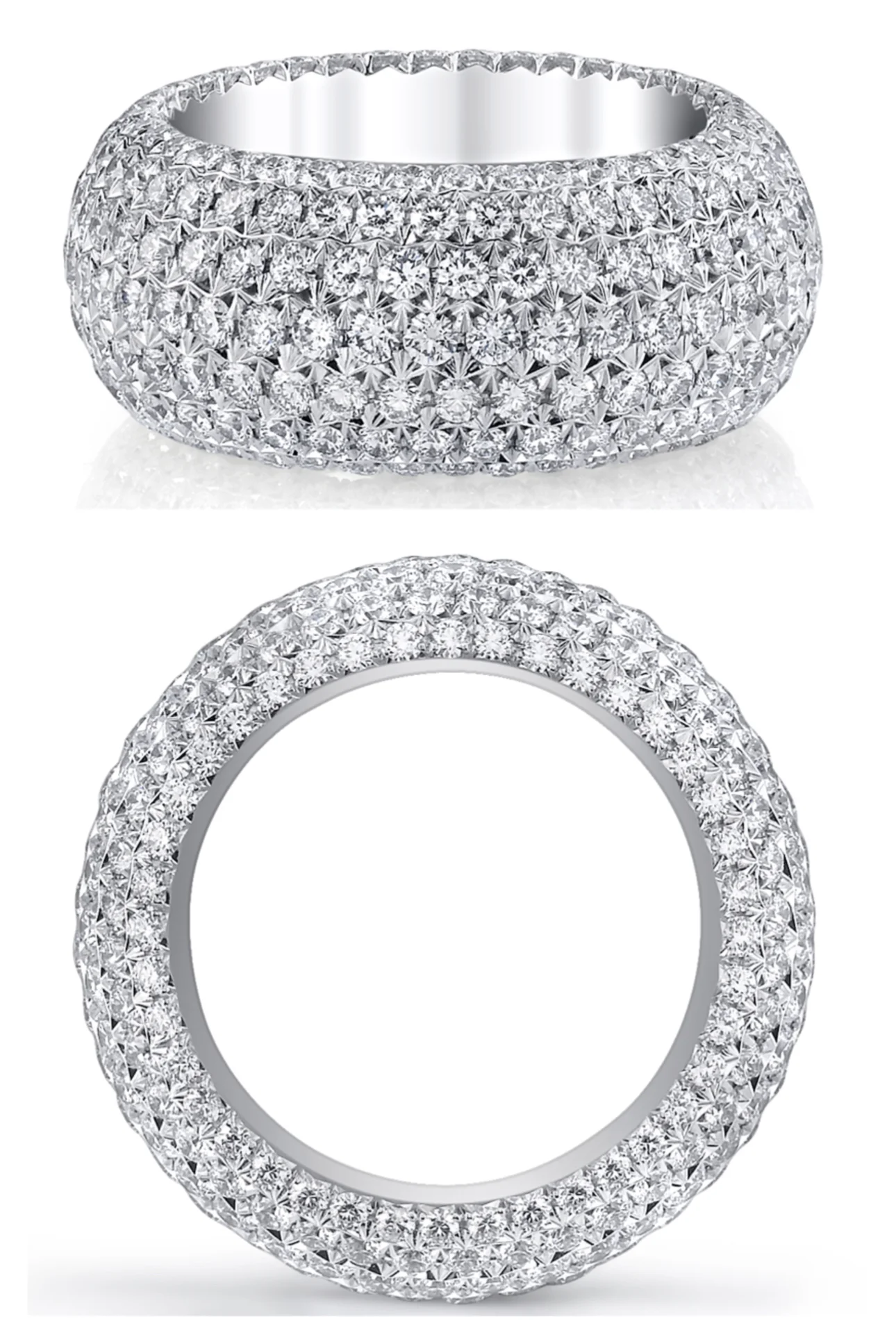 18 Karat White Gold Band accented with French Cut Micro Pave Diamonds