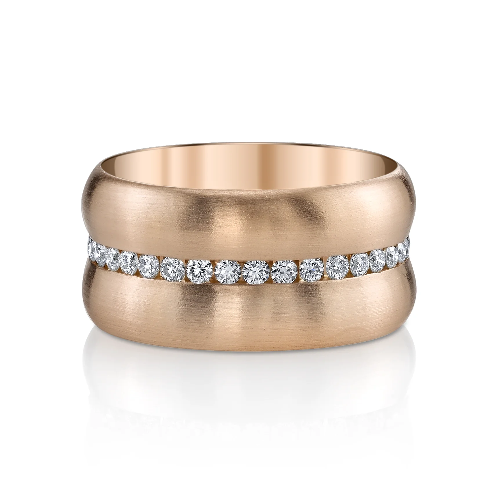18 Karat Rose Gold and Diamond Band, accented with Diamonds