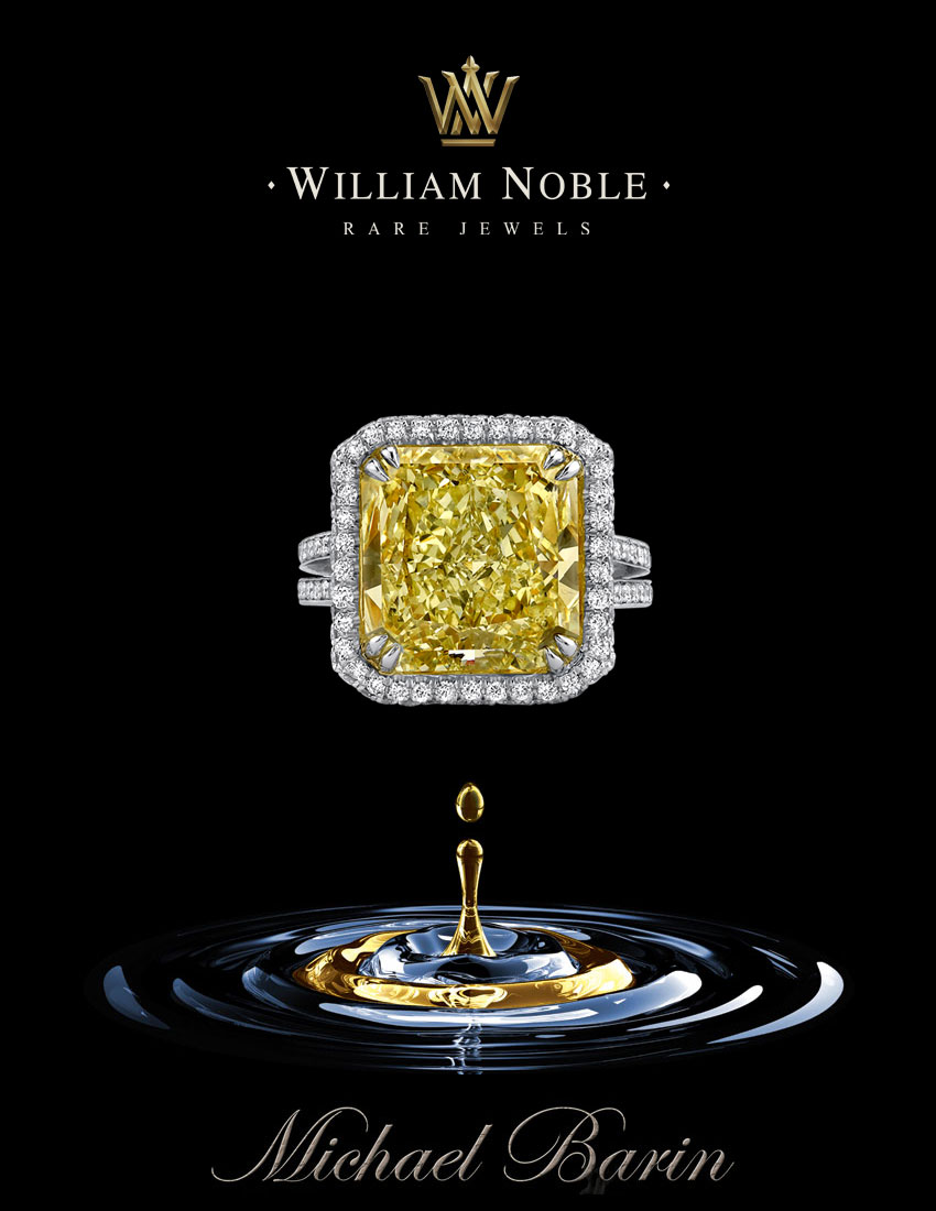 Fancy Canary Yellow Diamond Ring, accented with Ideal Cut Diamonds