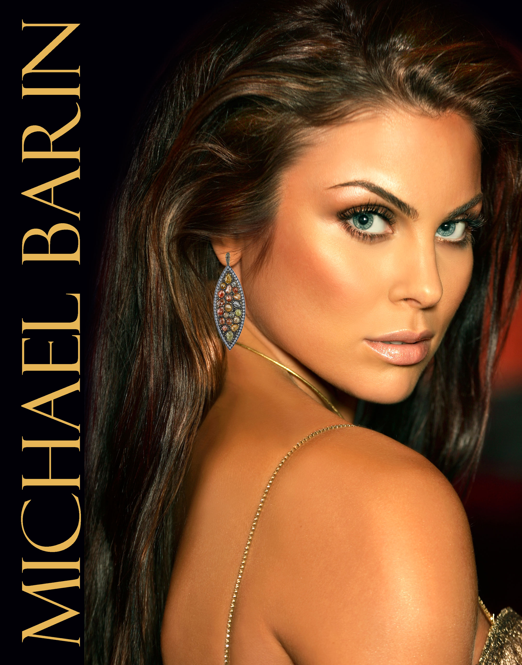 Actress, Singer, and Model Nadia Bjorlin Wearing the Organic Silver and Raw Diamond Dangle Earrings