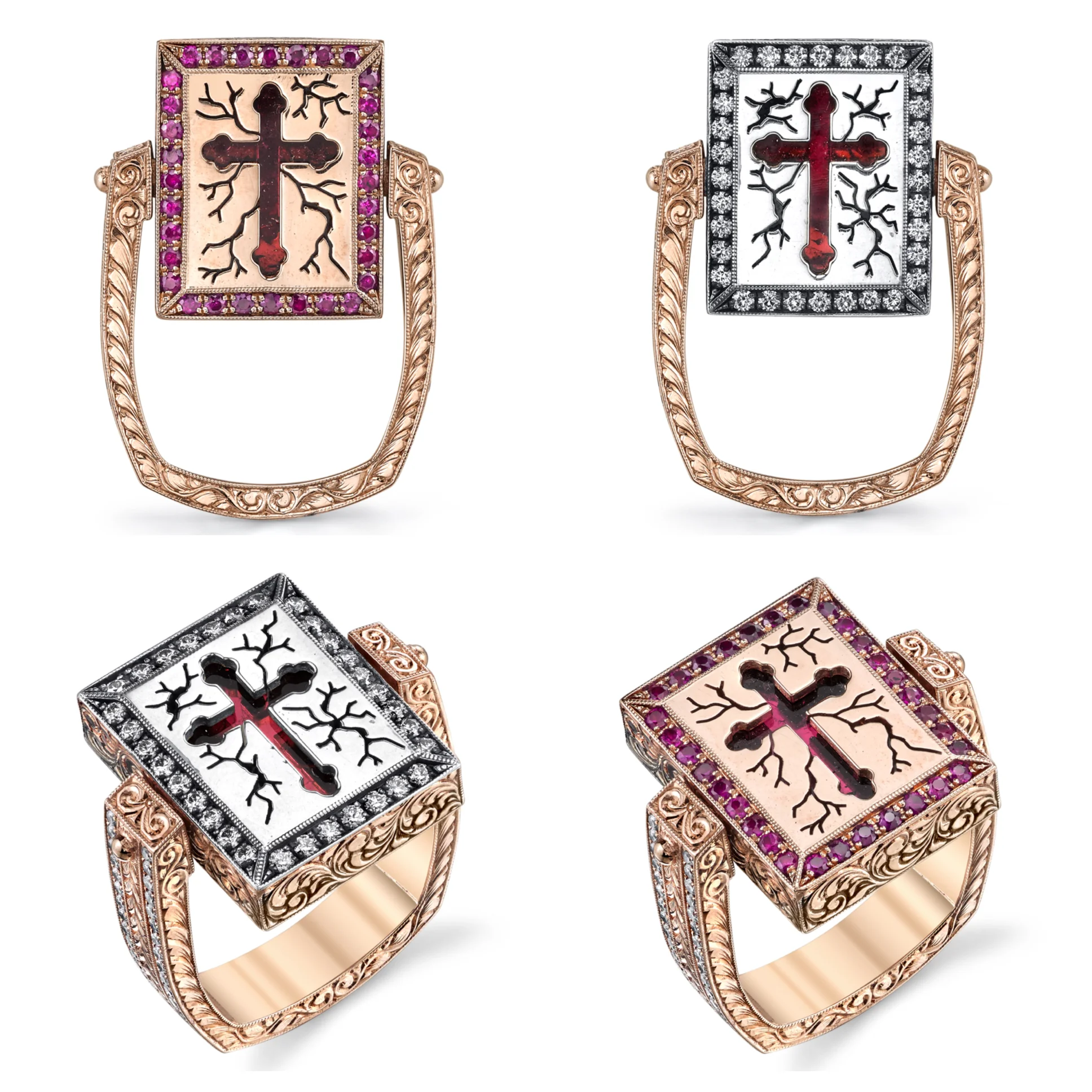 Hand-Engraved Reversible Flip Ring
