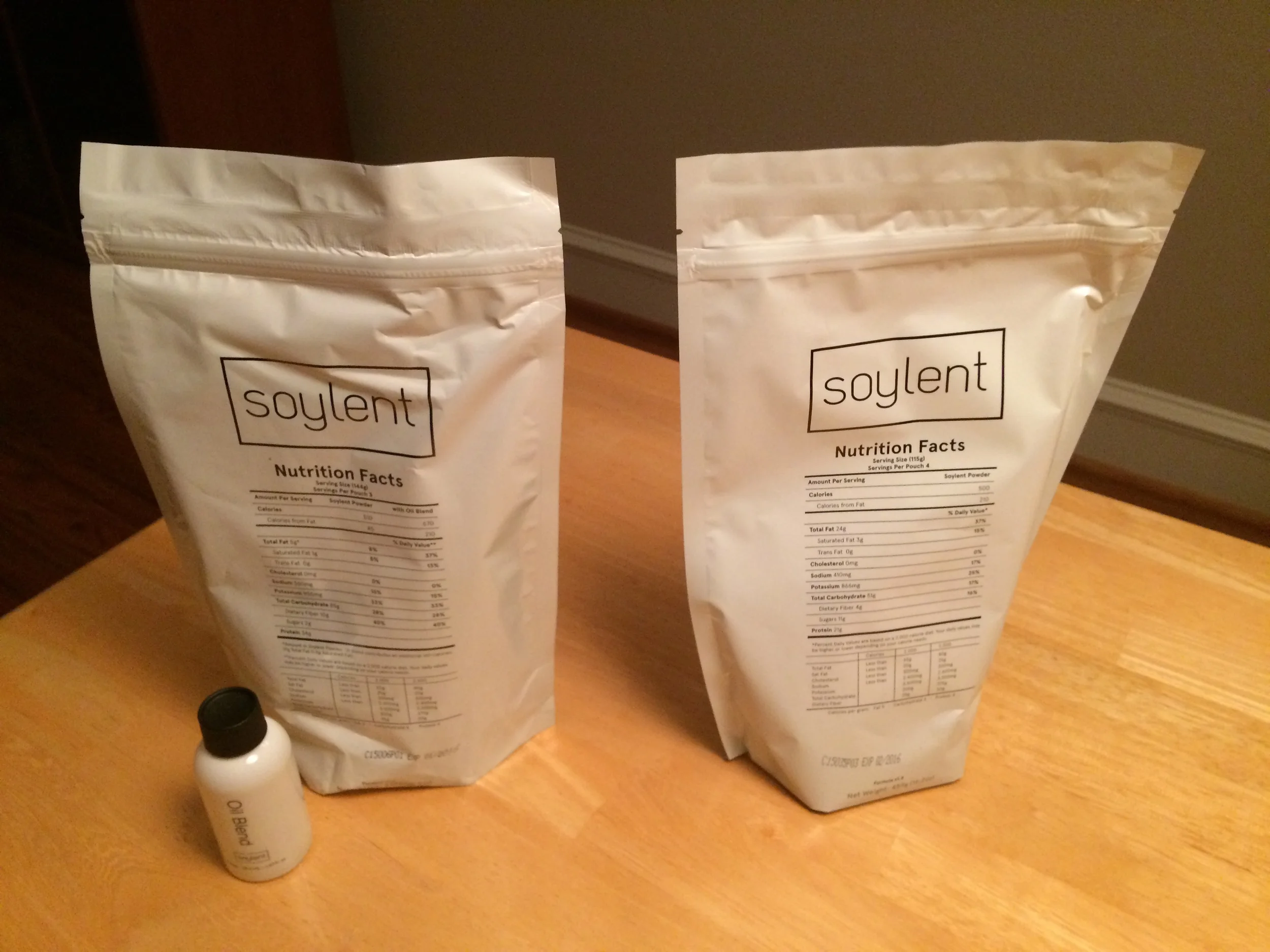 Soylent 1.3 (left) and Soylent 1.4 (right).