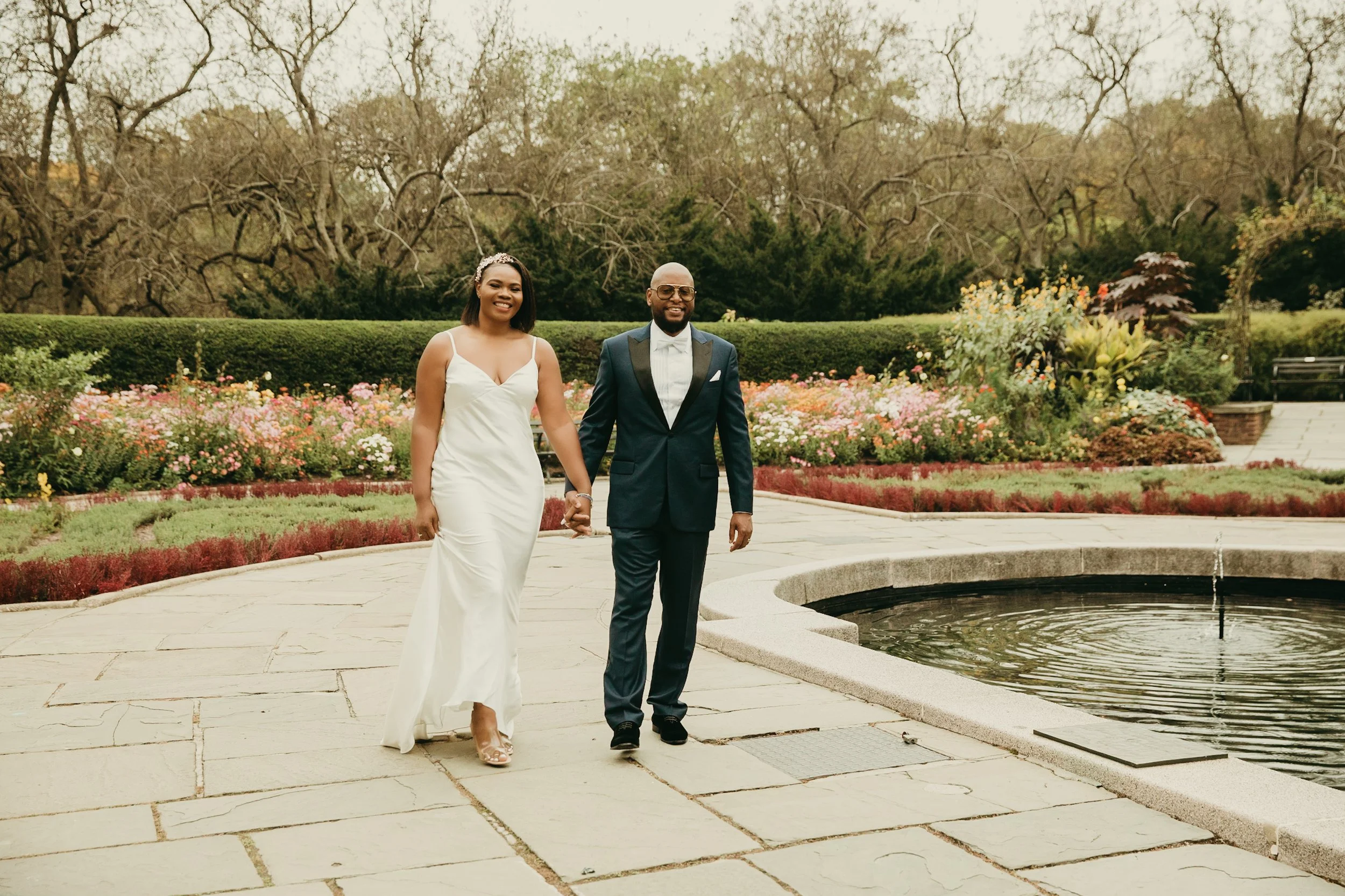 Couple holding hands after an intimate New Jersey elopement ceremony