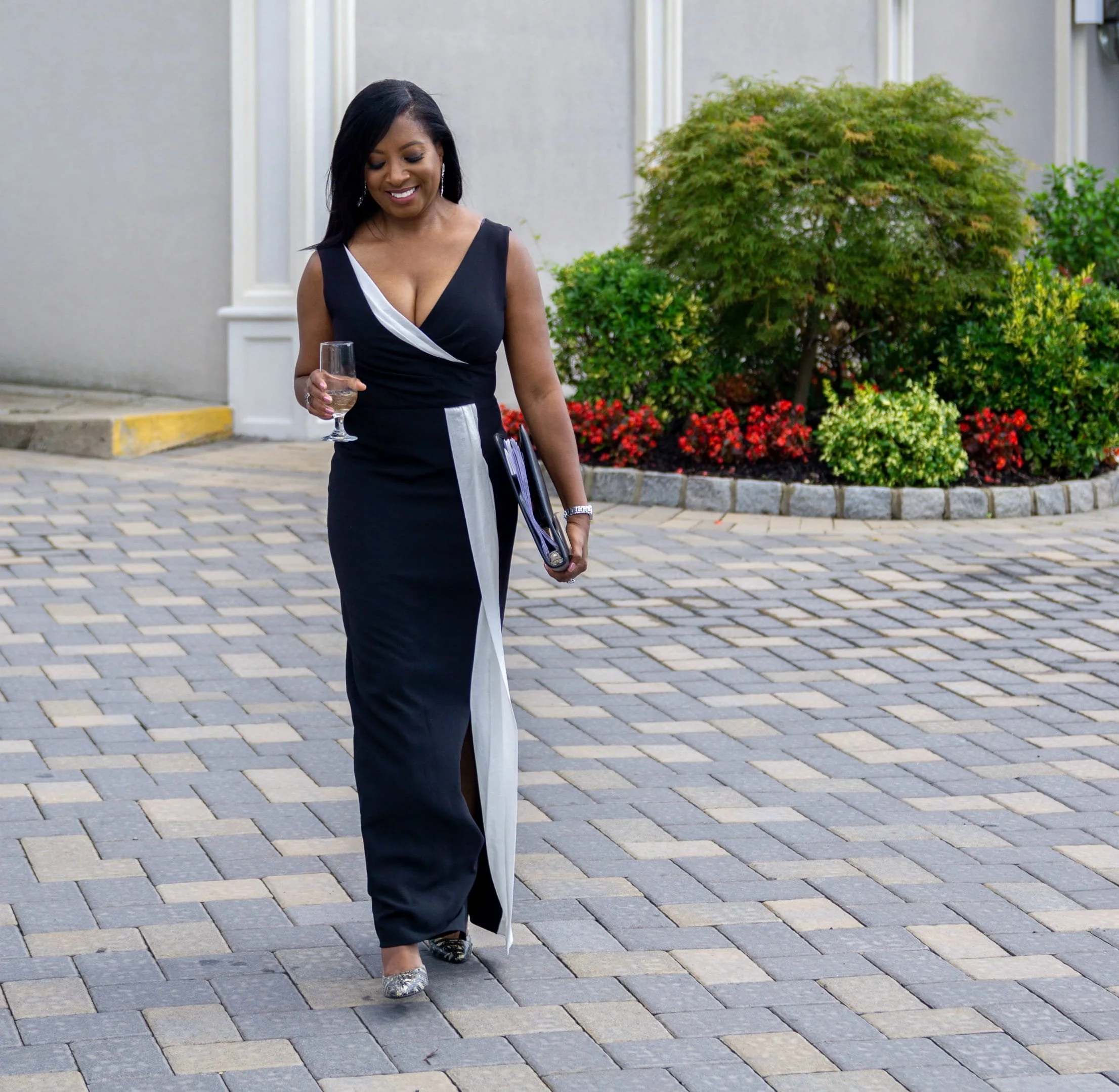 Aretha Gaskin, New Jersey wedding officiant, standing outside The Venetian in Garfield, New Jersey