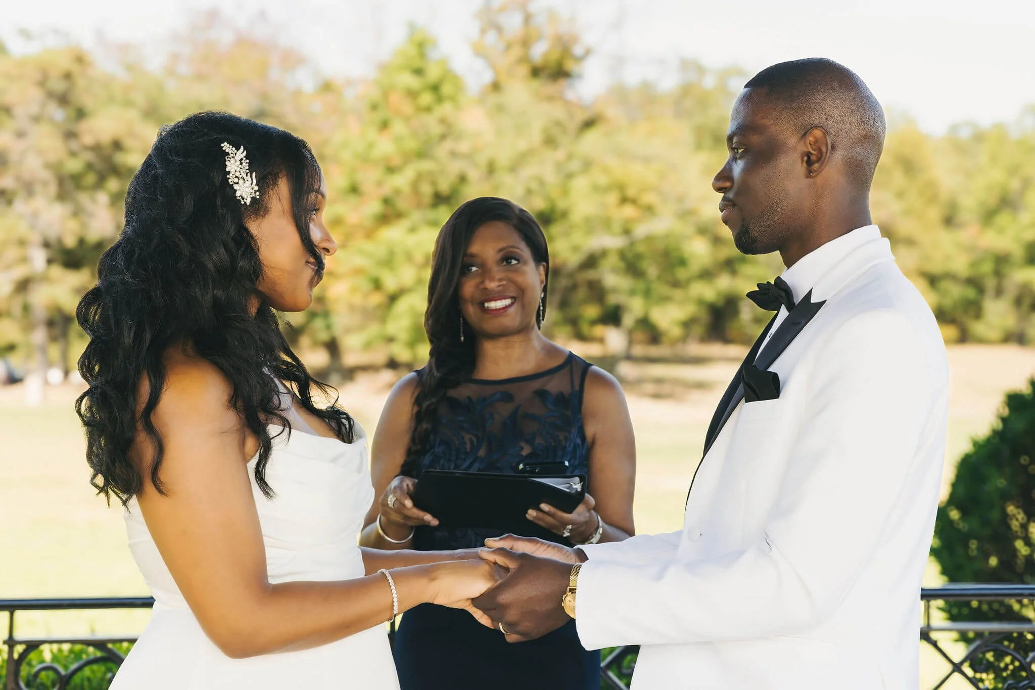 Real elopement ceremony setup at Eagle Rock Reservation used for Essex County elopements