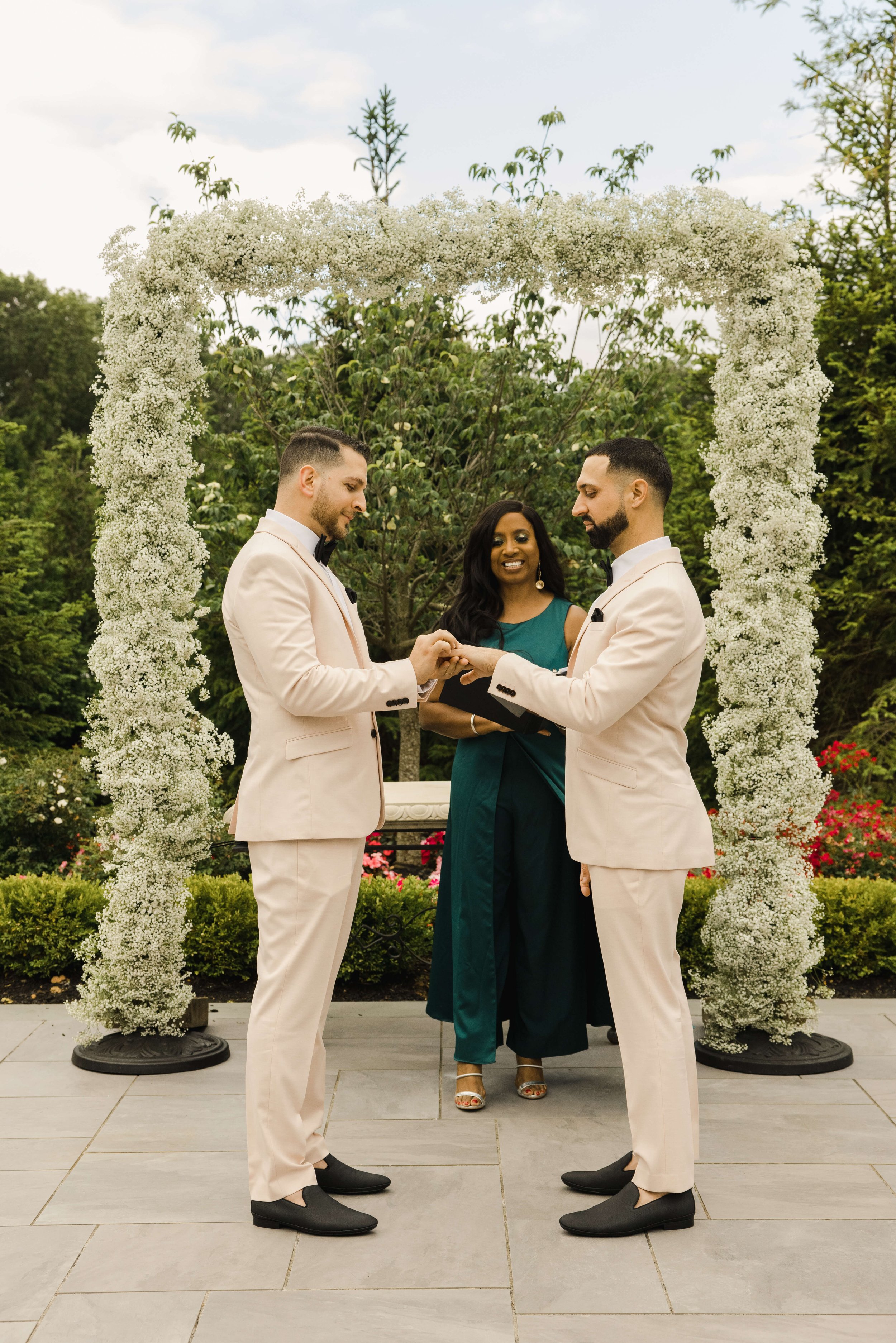 Ring exchange during an intimate elopement ceremony in Middlesex County, New Jersey