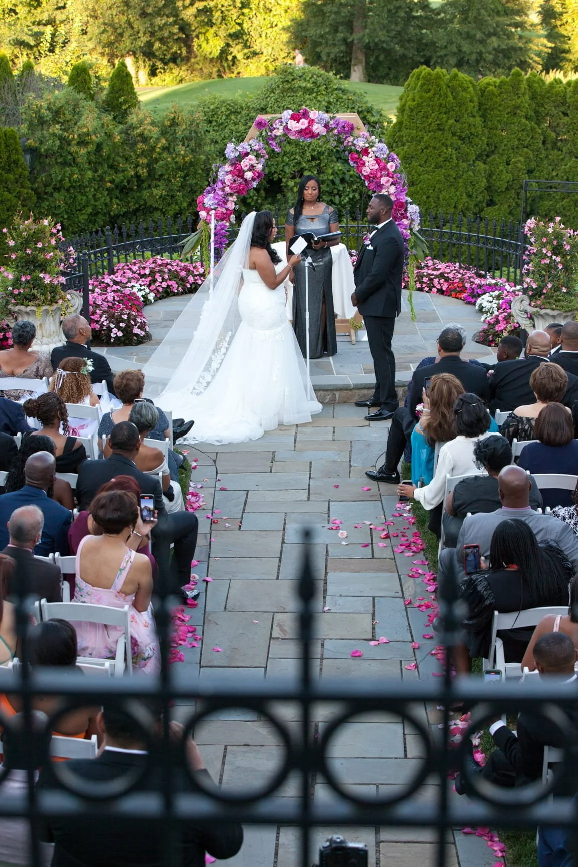 Jasmine and Samuel during their custom wedding ceremony at The Park Savoy in New Jersey.