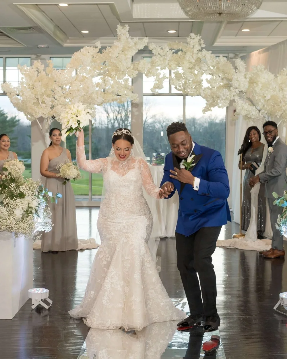 Elisa and Jerry dance back down the aisle at Stonebridge Country Club in Smithtown, NY