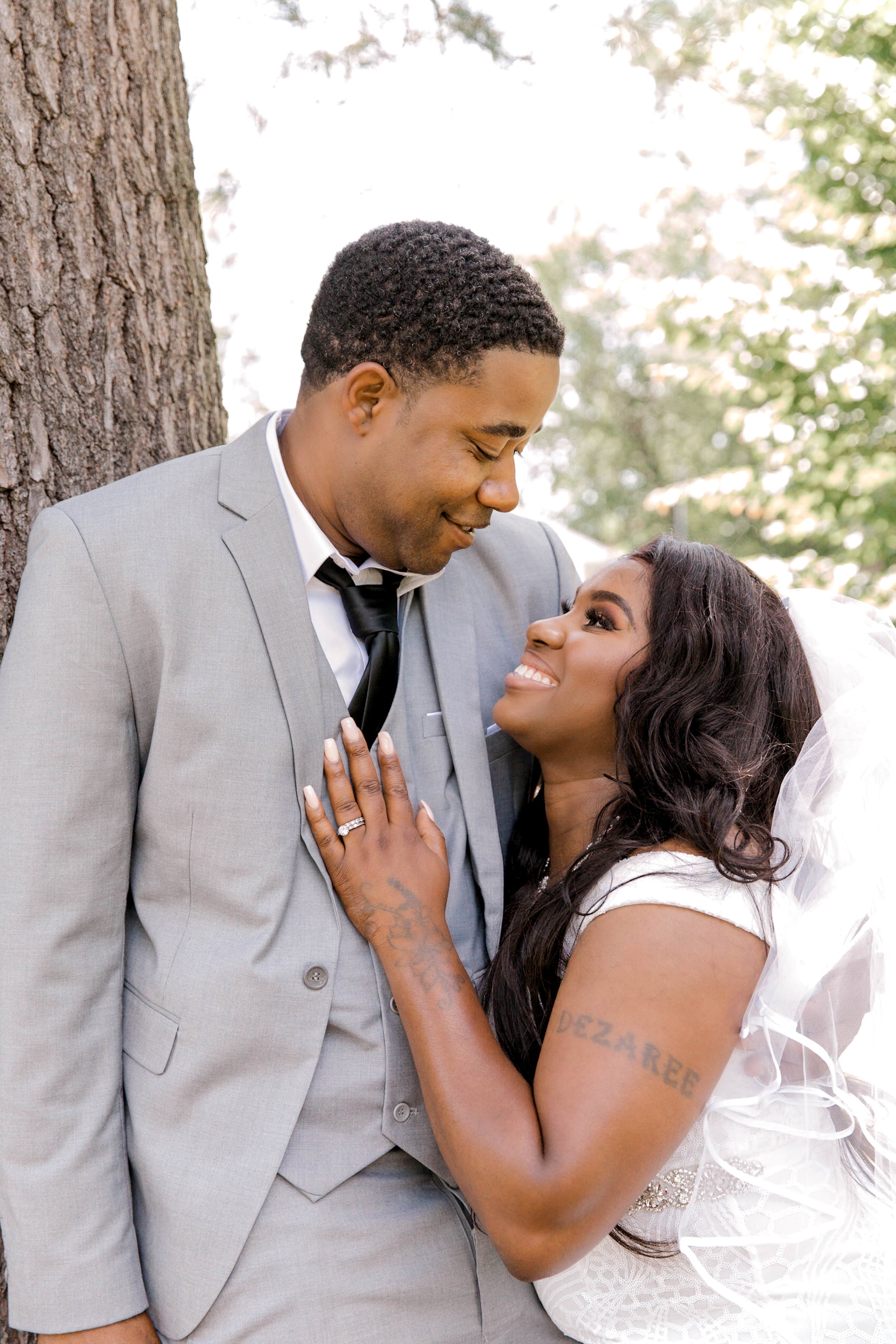 Newly married couple sharing a quiet moment during a Morris County elopement