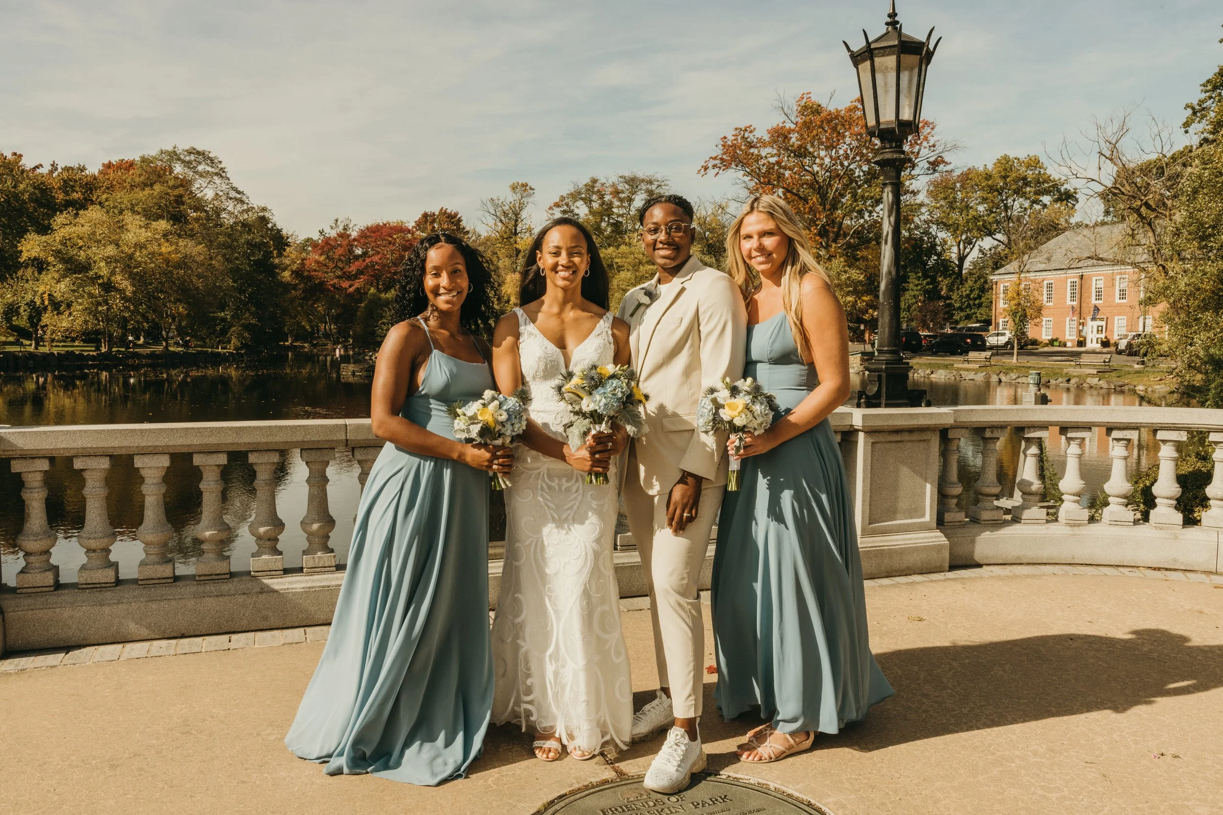 Jaide and Amiaya with their two best friends and witnesses after their elopement at Mindowaskin Park in Westfield, NJ.