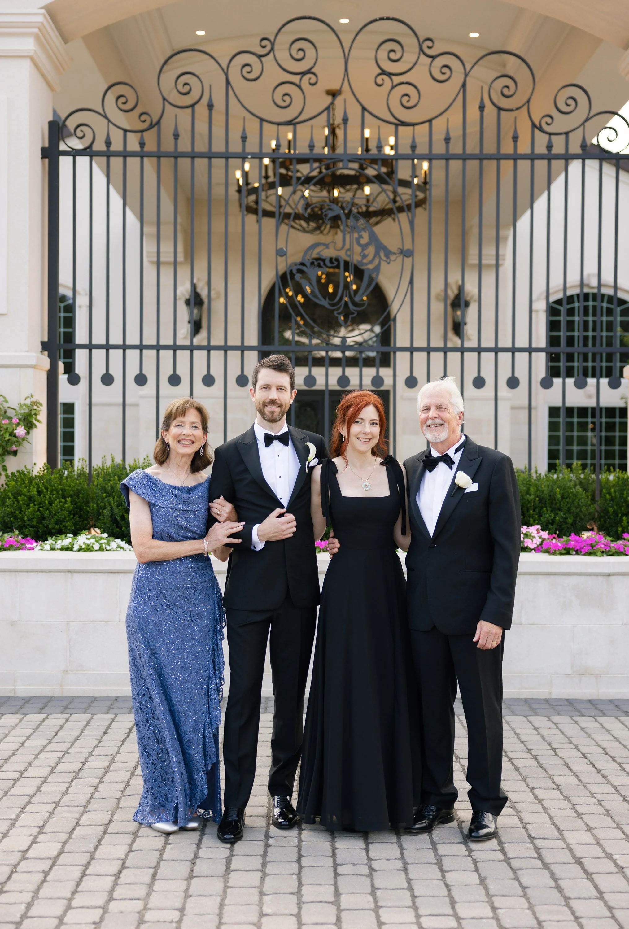 Brett with family gathered outside Florentine Gardens before the wedding ceremony in River Vale, NJ