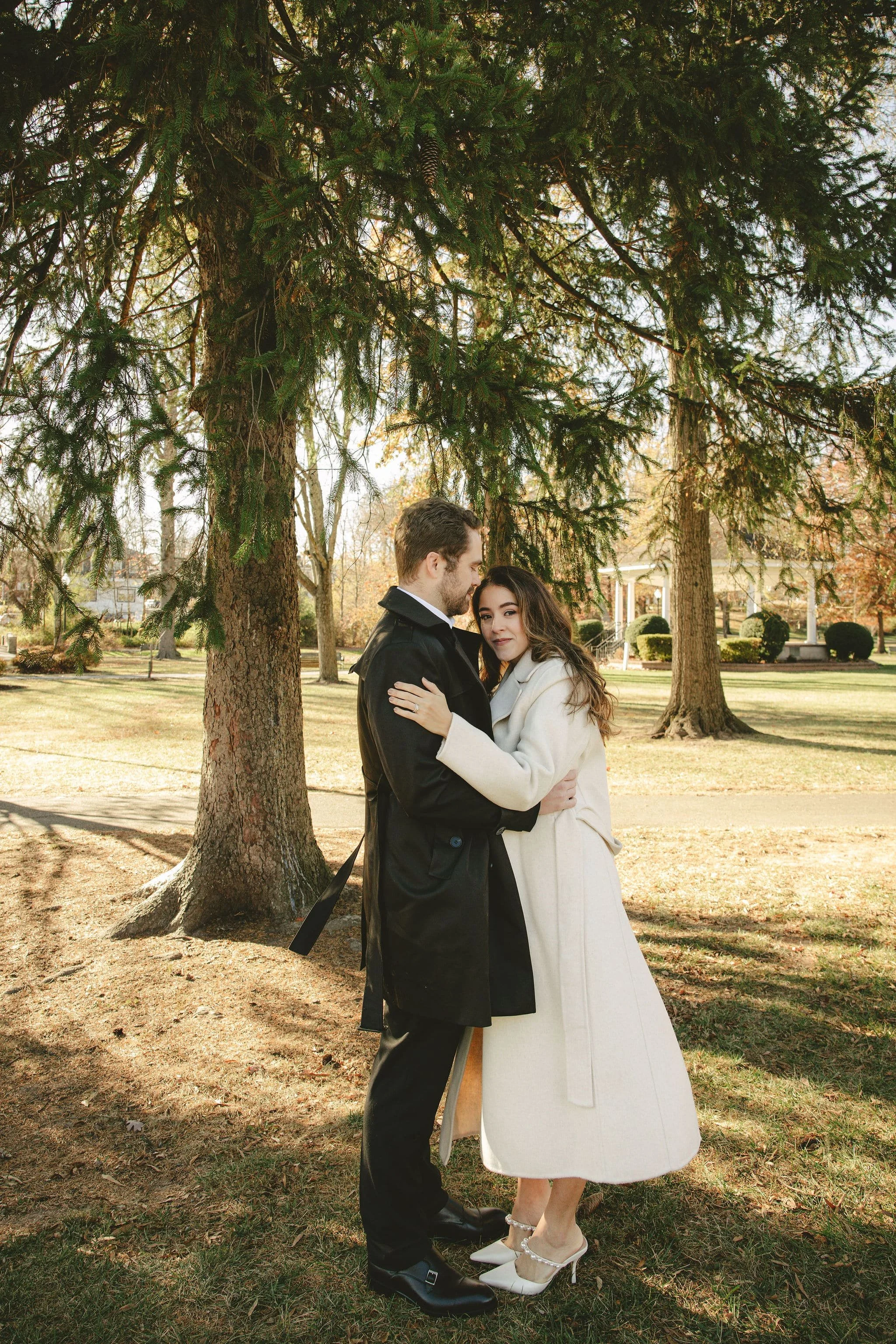 Couple sharing a quiet moment after an intimate Monmouth County elopement in a peaceful outdoor setting
