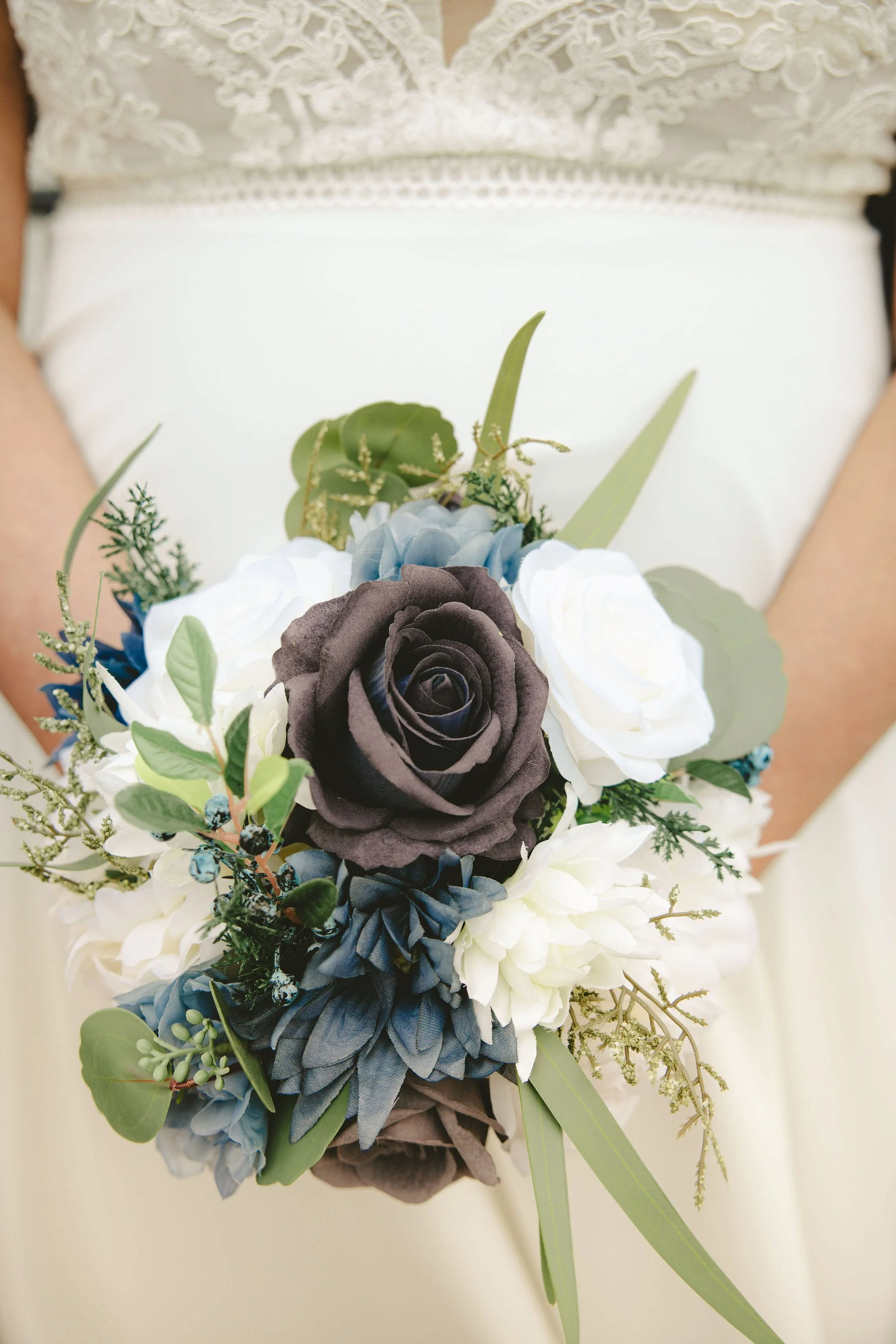Close-up of bridal bouquet during a Liberty State Park elopement ceremony in New Jersey