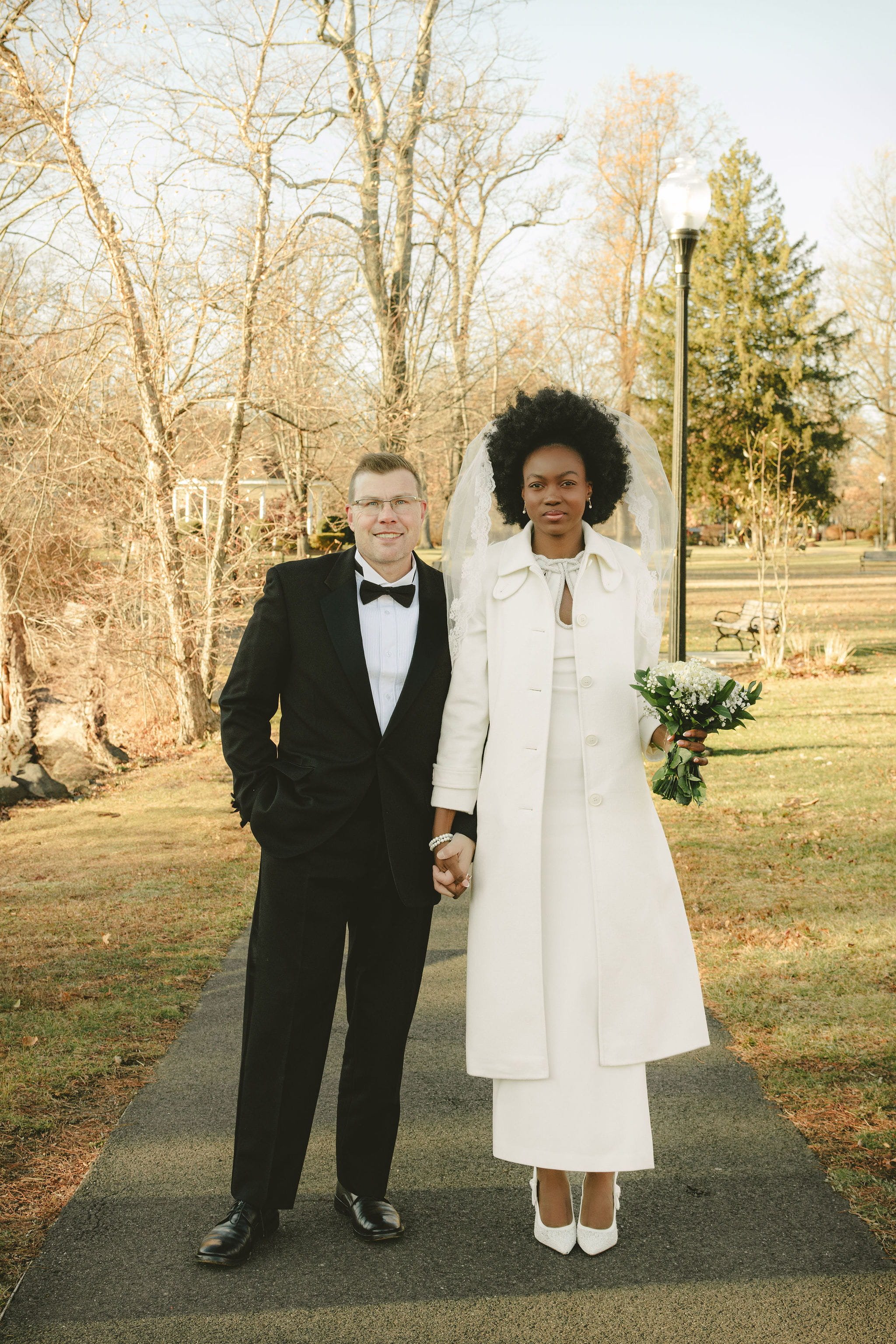 Newlyweds walking together after their Westfield New Jersey elopement
