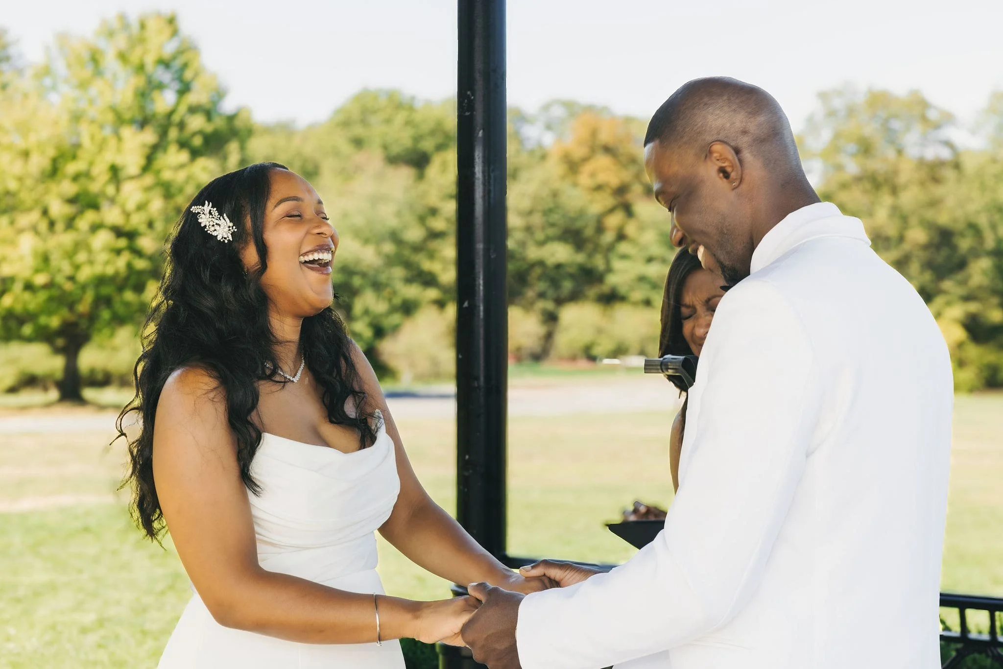Outdoor elopement ceremony officiated at Eagle Rock Reservation in Essex County, New Jersey