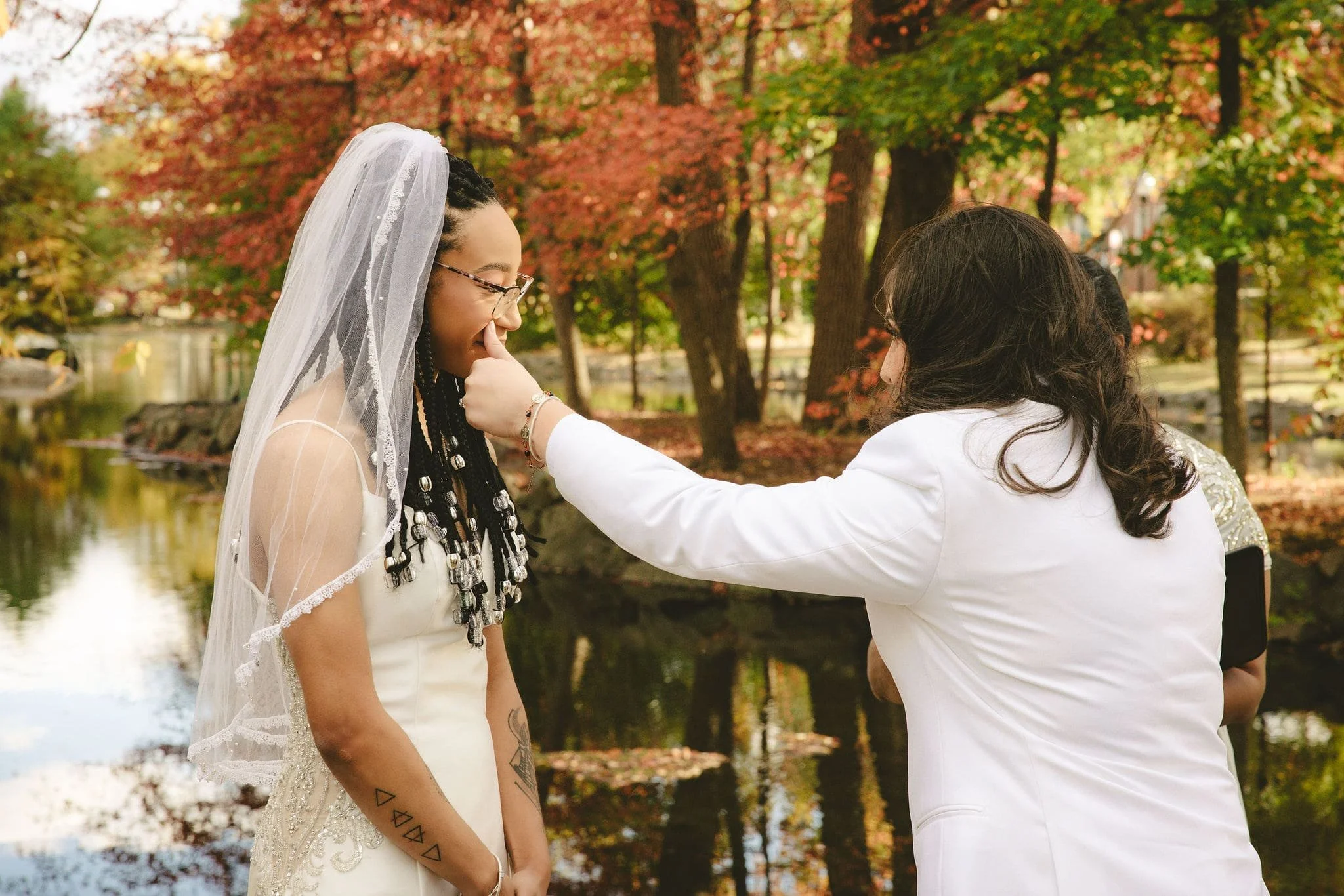 Intimate outdoor elopement ceremony in Mercer County, New Jersey.