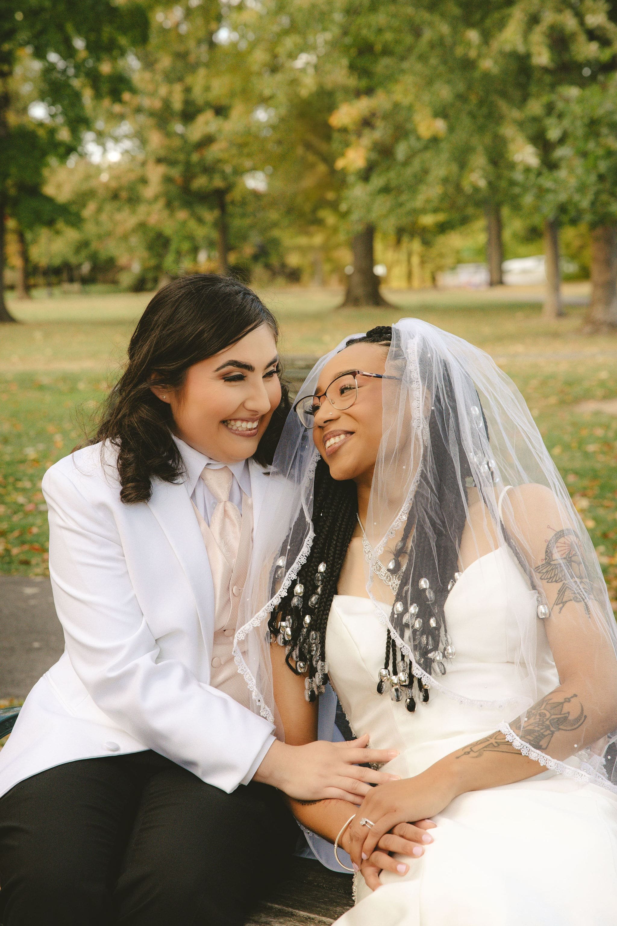 Couple seated together after their Mercer County elopement ceremony