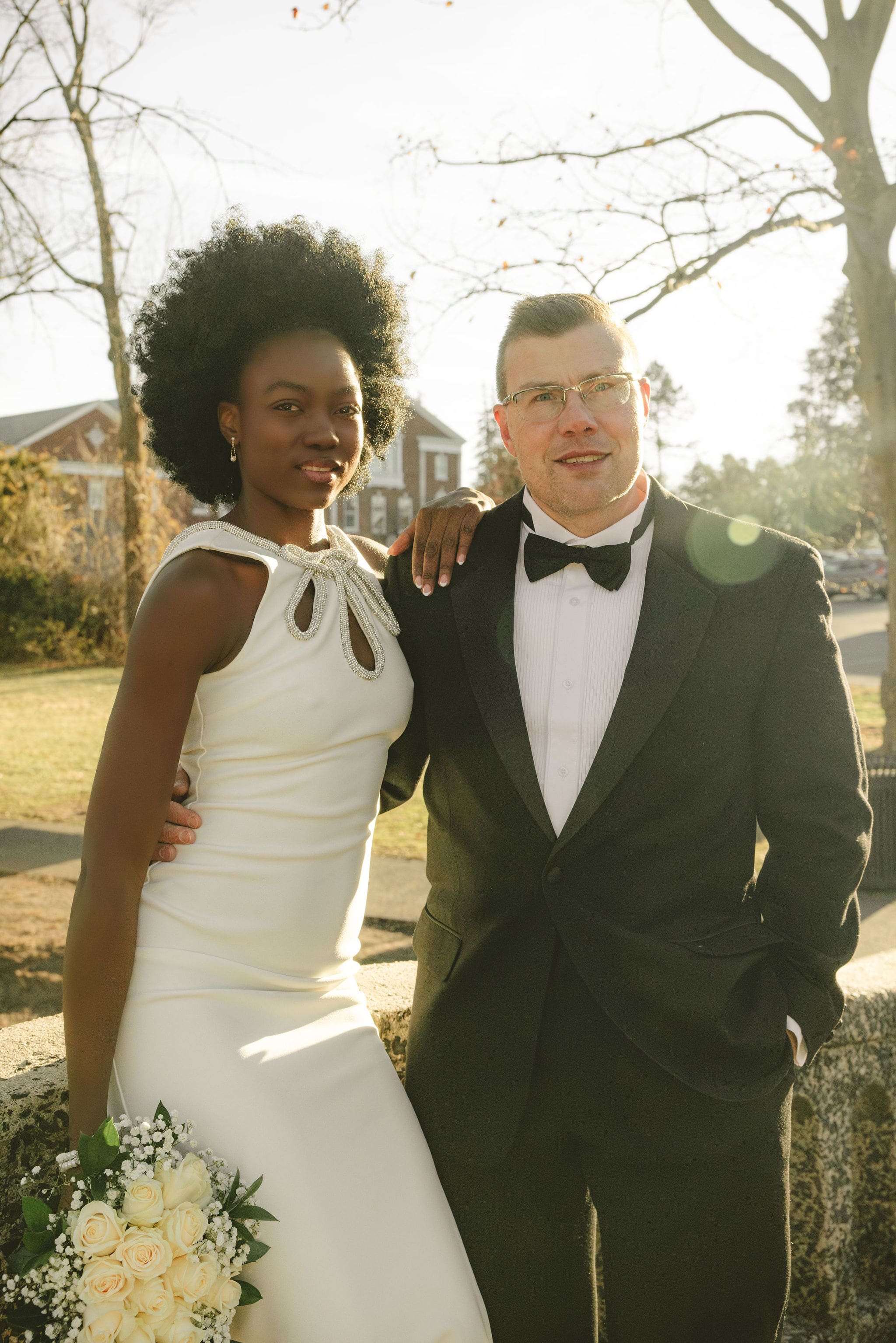 Couple celebrating their Bergen County elopement in New Jersey after an intimate ceremony