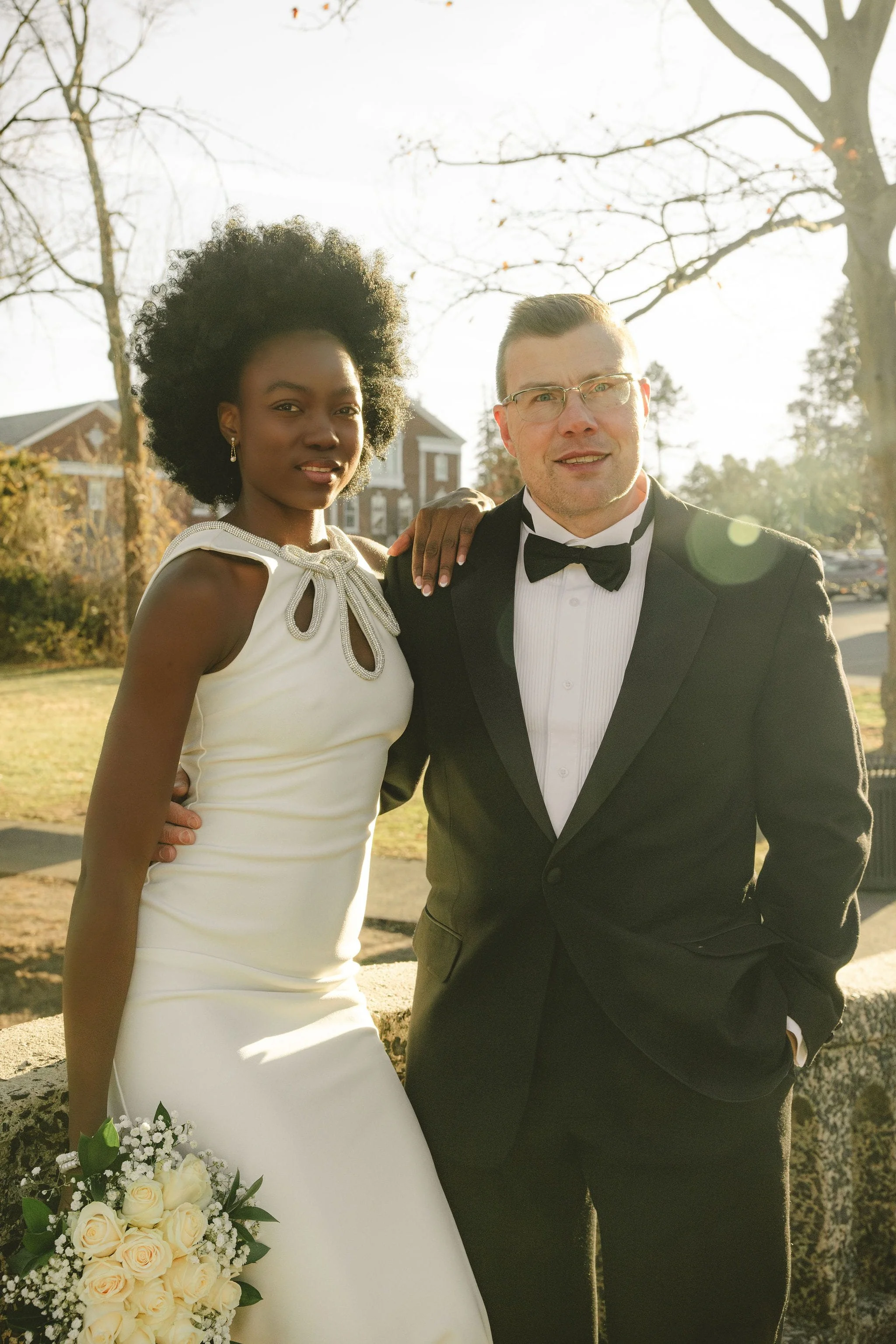 Married couple in New Jersey after completing their legal marriage.