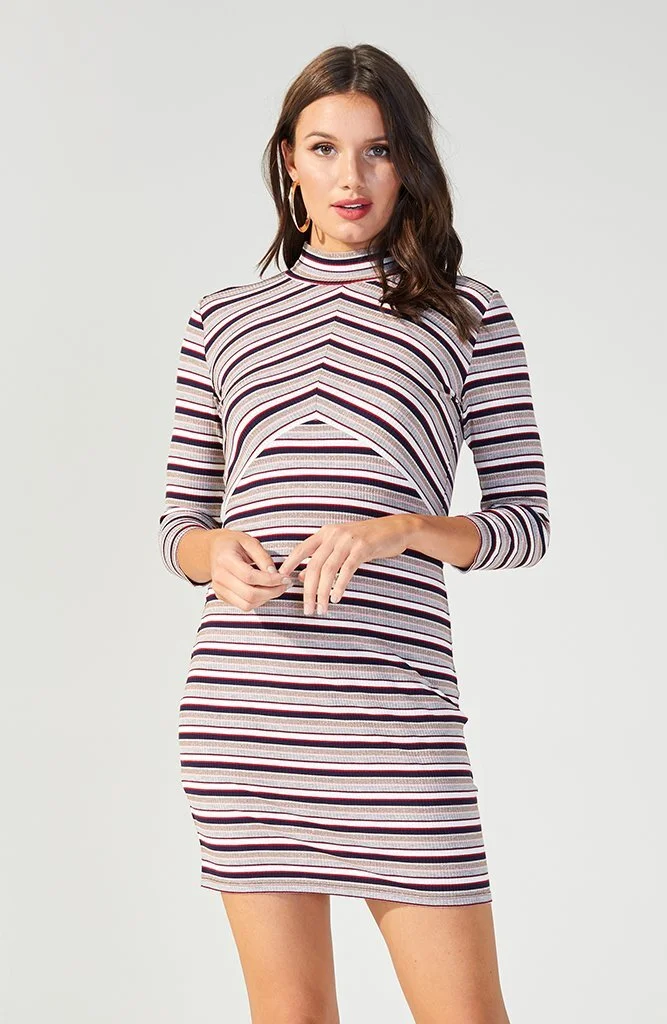 striped ribbed dress