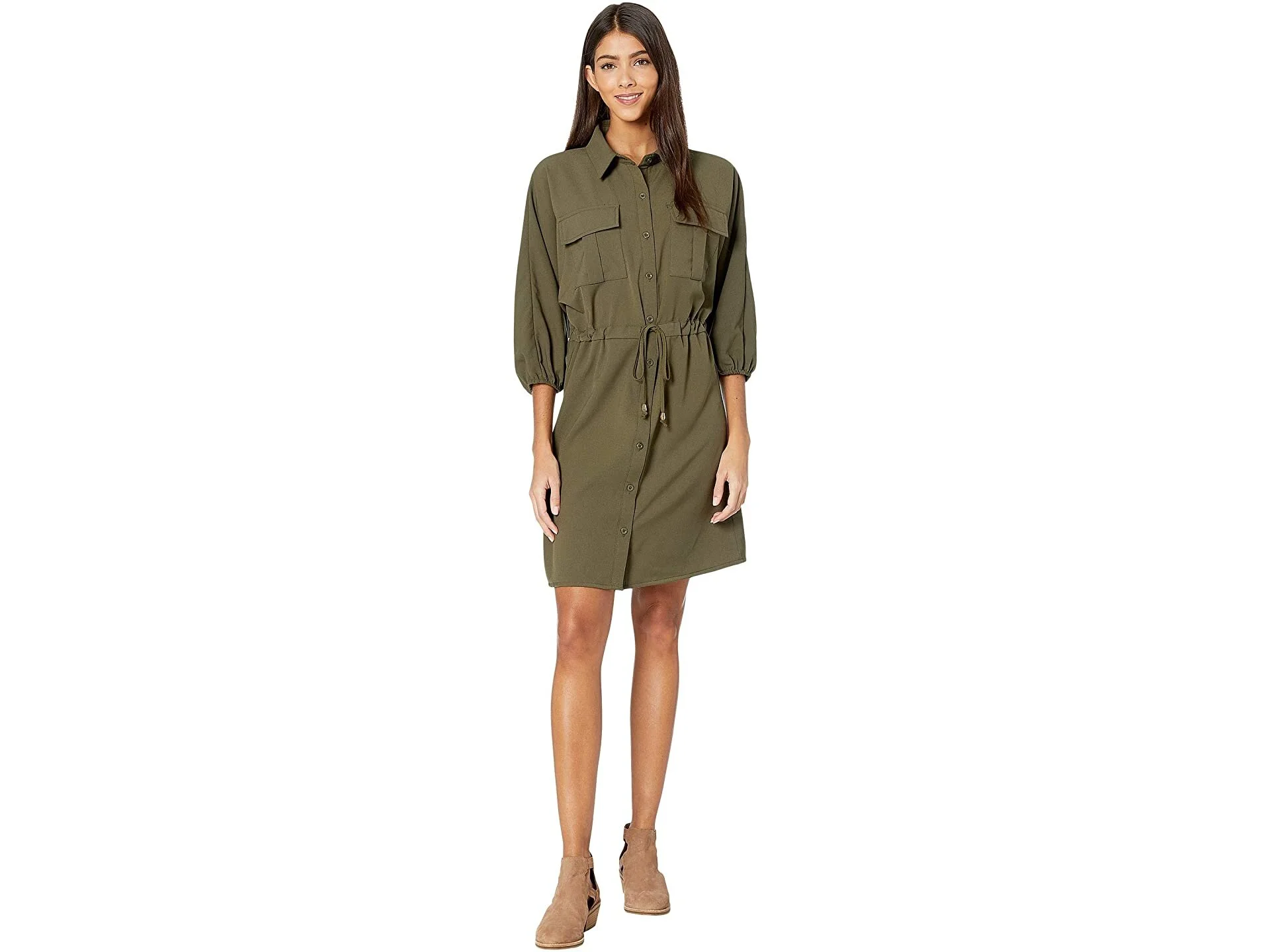 slim fit dress slacks Button Front Linen Dress Sierra for Traveling ❤️ menique main image 1
