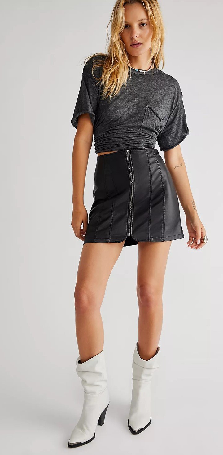 Free People Layla Vegan Mini Skirt in Black — CARY LANE