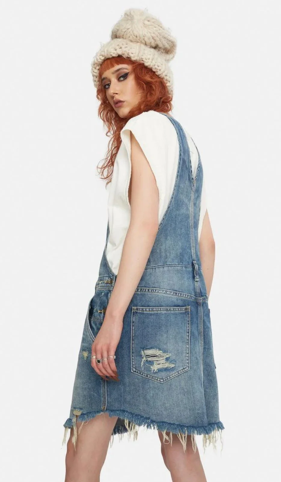 Free People Baxter Denim Jumper in Grunge Blue — CARY LANE
