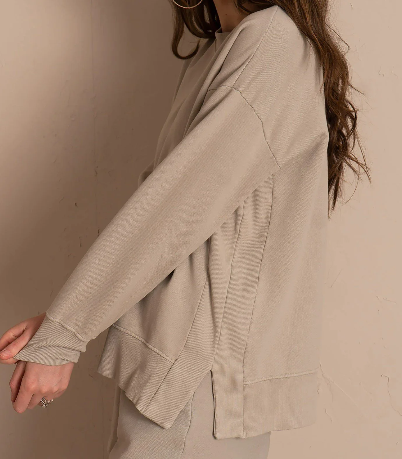 Freedom Company Split Hem Crew Sweatshirt in Linen — CARY LANE