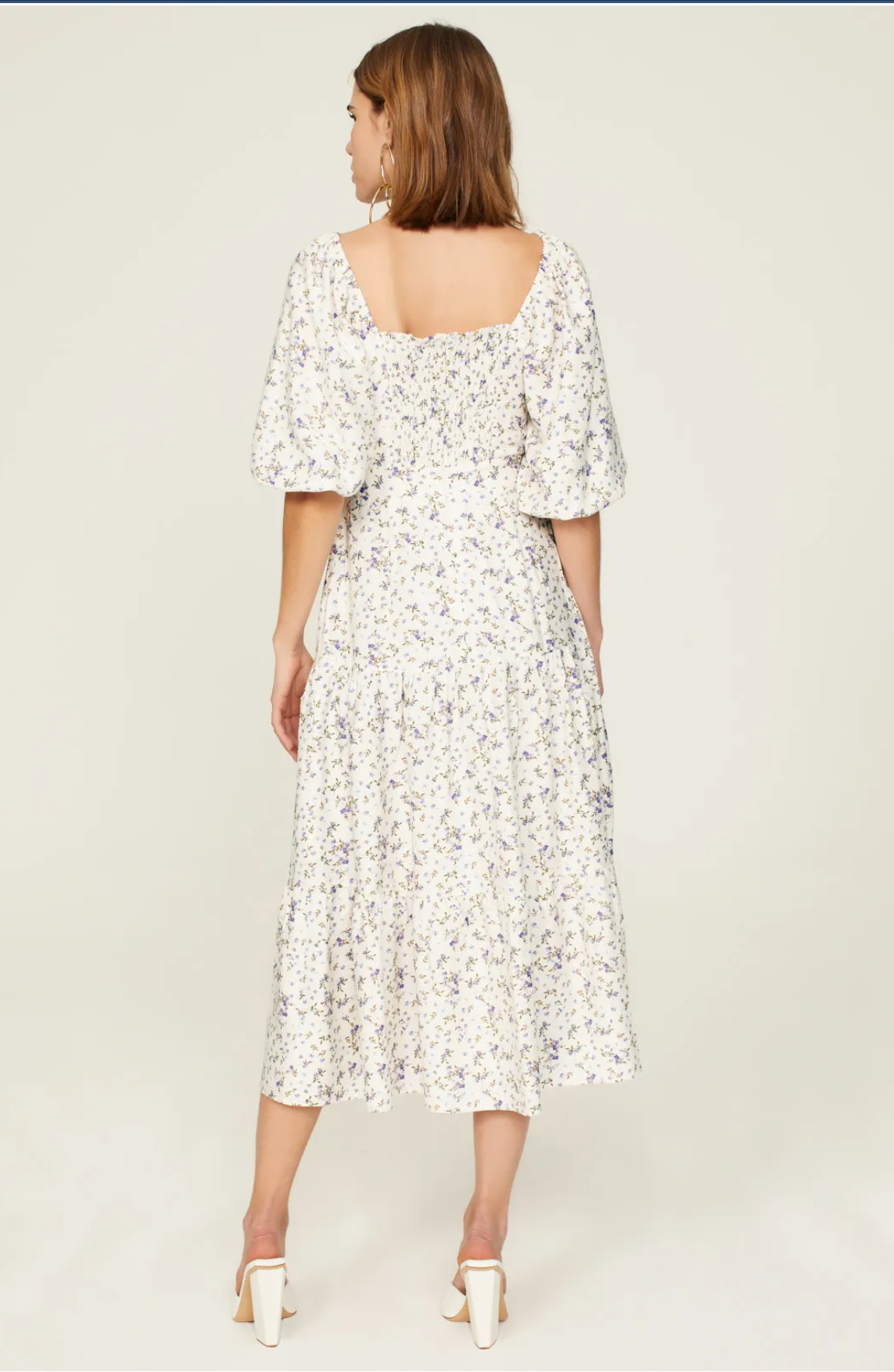 yellow and pink midi dress Miss Circle Women's Zaina Yellow Pink Floral Print Lace Trim Linen Midi Dress