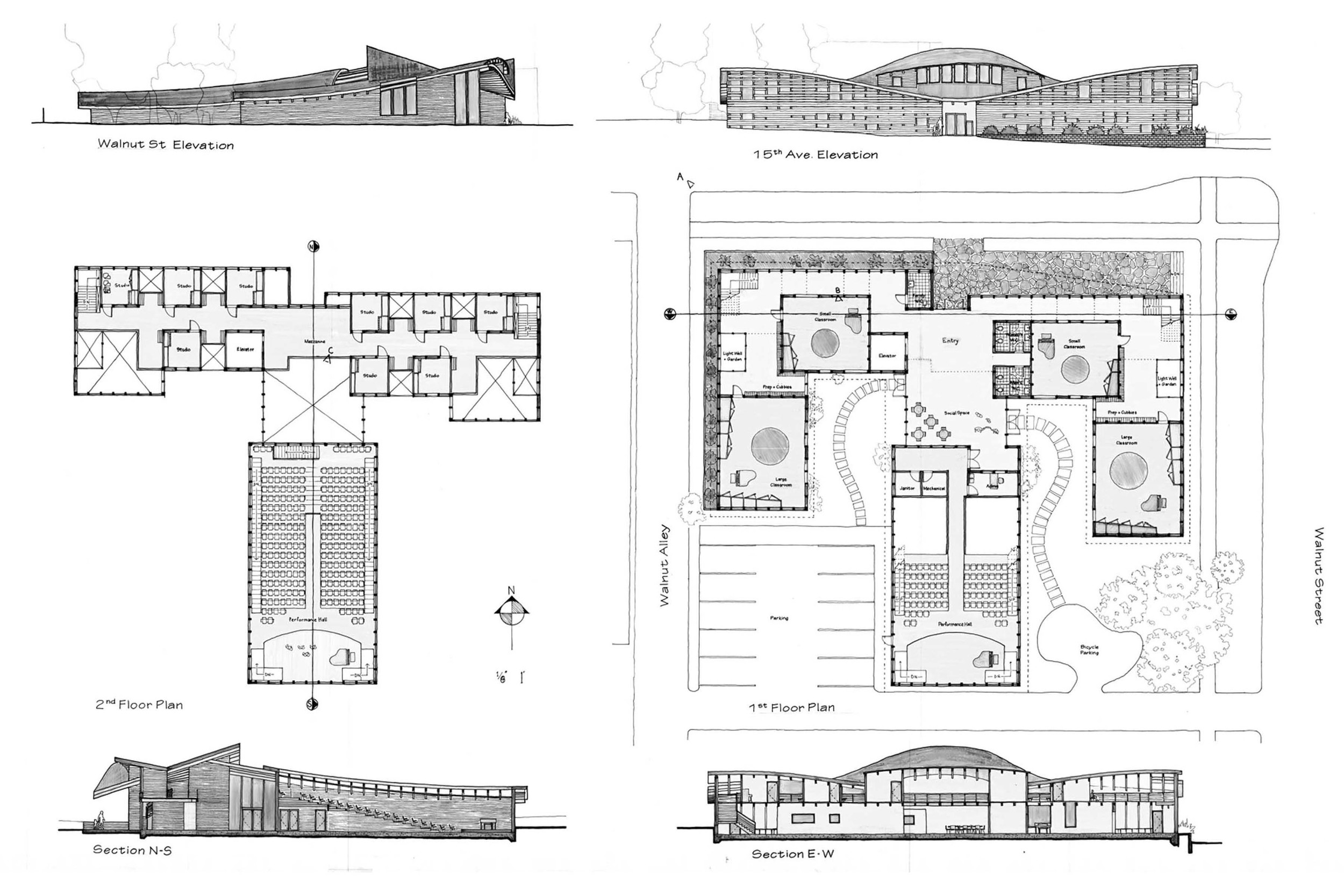 Elevations, Floor Plans, Sections