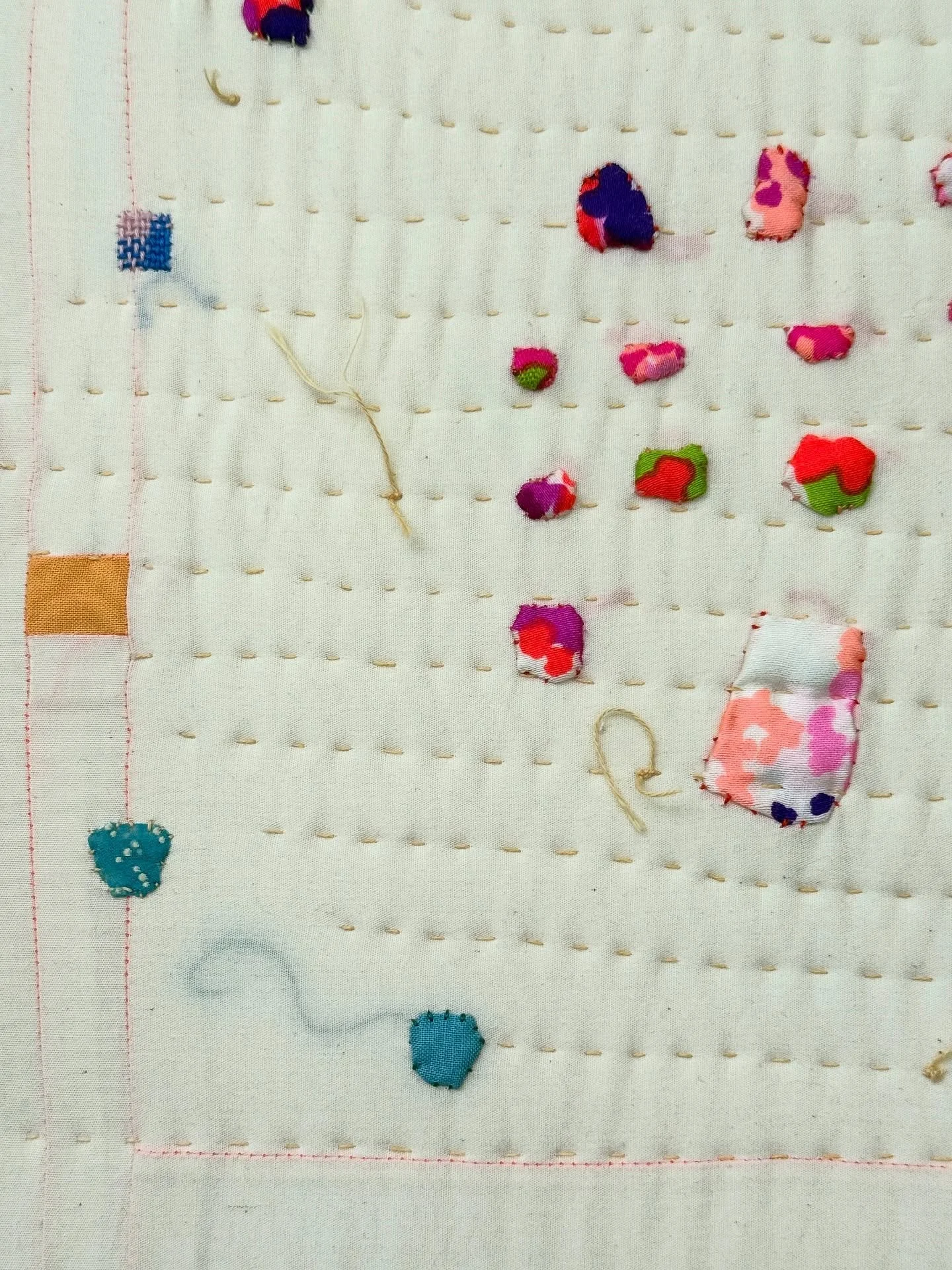 Enjoying some detail moments from my recently finished new quilt! (I posted the whole quilt last week)

Hand &amp; machine sewn. 
Piecing, appliqu&eacute;, embroidery
Hankies, polyester, cotton, &amp; silk

#quilt #handquilt #appliquequilt #embroider