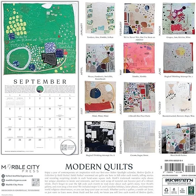 I made a CALENDAR!!!!!! For 2026! Many of you may know that I appliqu&eacute; &amp; embroider lots of calendars onto my quilts, so I hope you&rsquo;ll see how wildly exciting this is. 
🗓️
Thank you @marblecitypress for making it happen, calendar lin