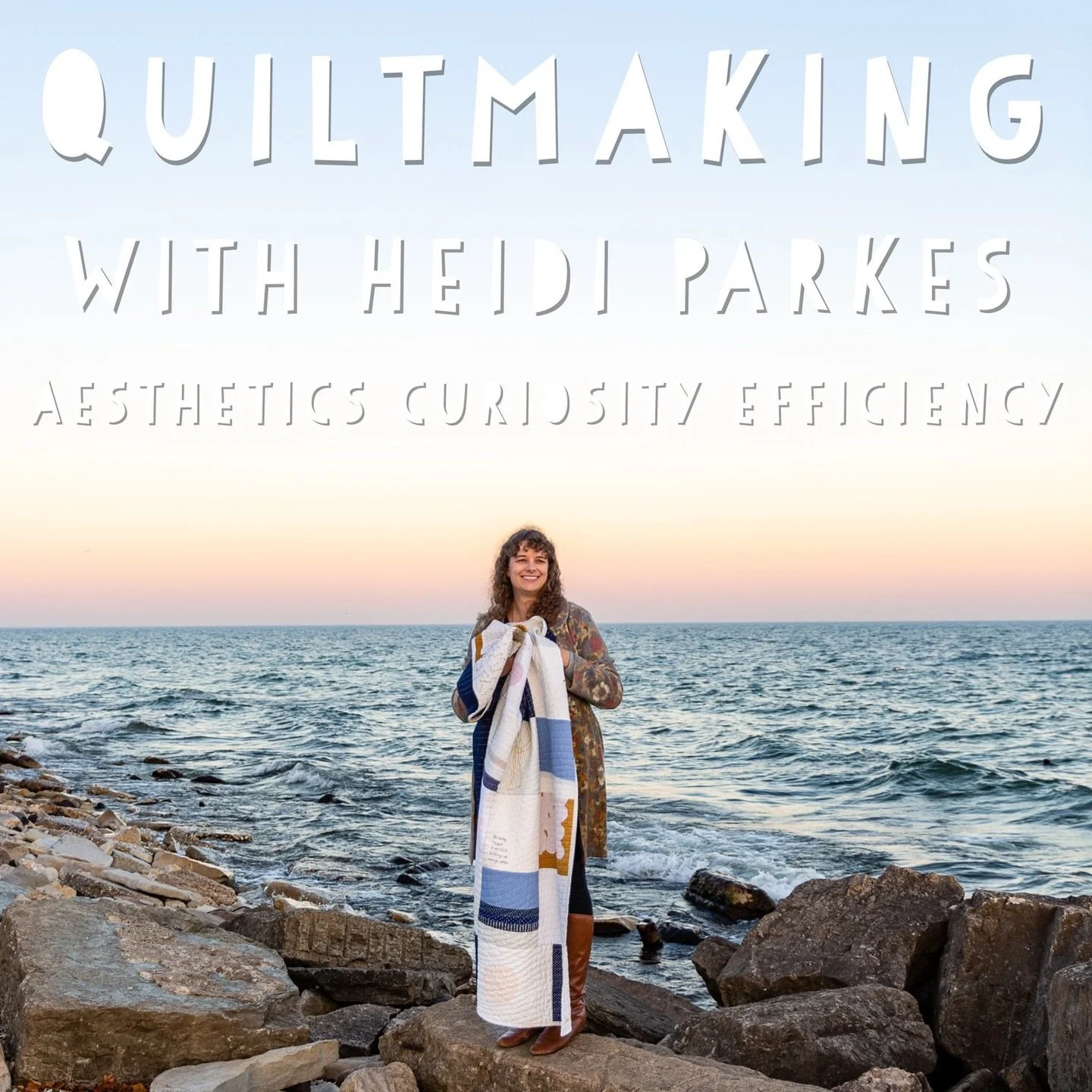 Quiltmaking: Aesthetics, Curiosity, Efficiency is a yearlong online class that I teach, beginning each January. 

Students meet in monthly small groups with me, watch learning modules, and get a behind the scenes window into my practice. We even meet