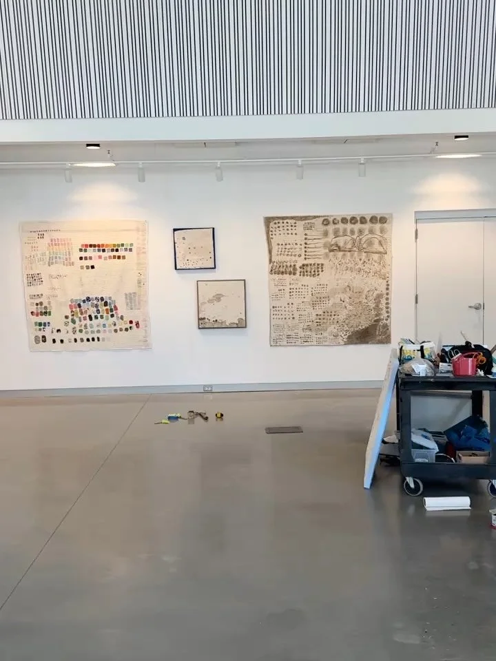 OPENING TONIGHT! Reframe&hellip;When Things Break exhibition at @artlitlab. My work shares a room with @indi.gram &amp; I&rsquo;m so excited to see her work, partly about laundry. 
🩵🫧
Intermingling intuition and strategy, my diary quilts don&rsquo;