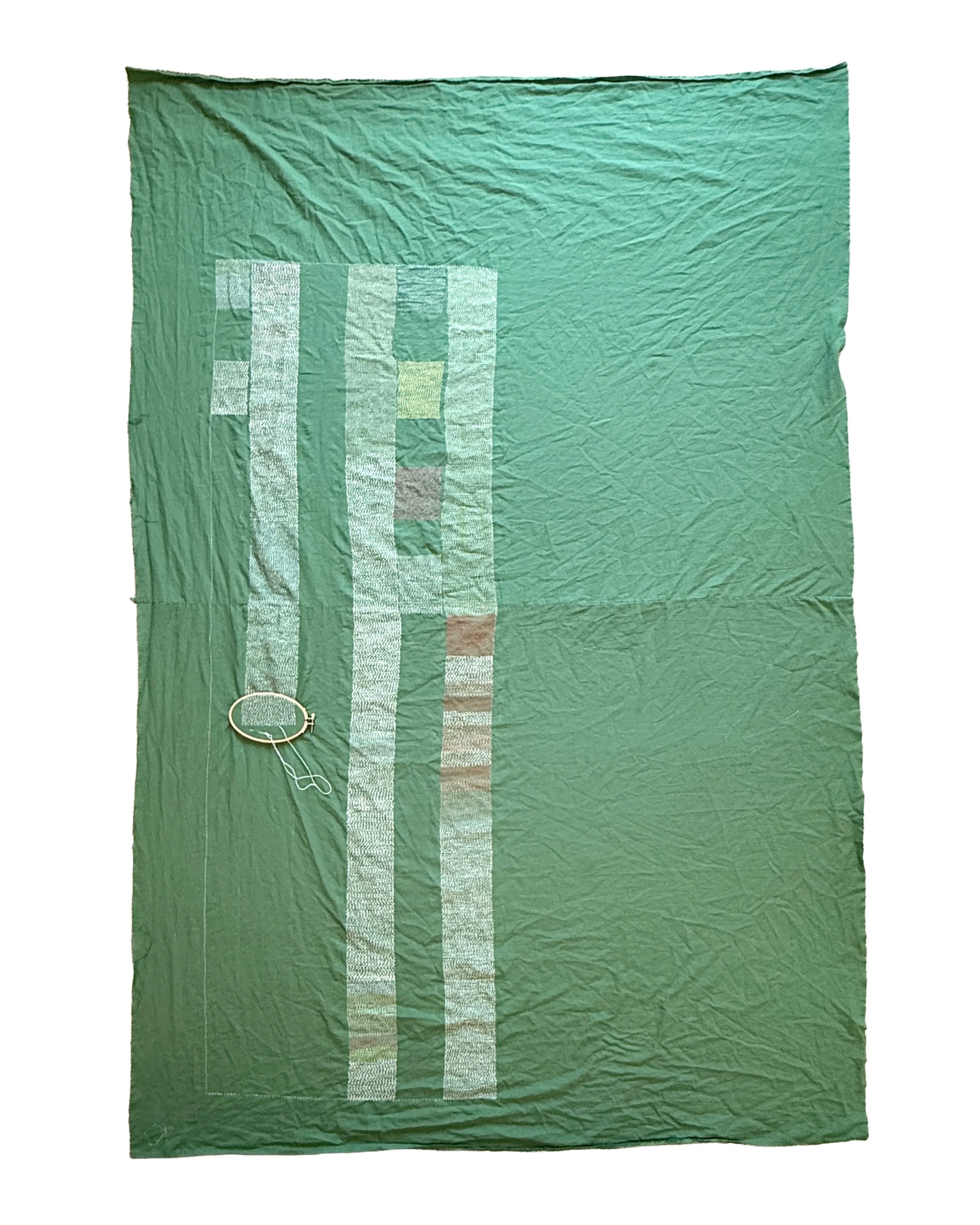 DAY 4 logging my current Works in Progress:
&bull;Begun in November 2025, while teaching in Japan!
&bull;I traced my travel yoga mat, and committed to &ldquo;spending time on my mat&rdquo; even while traveling
&bull;Partly inspired by the Dream-Affir