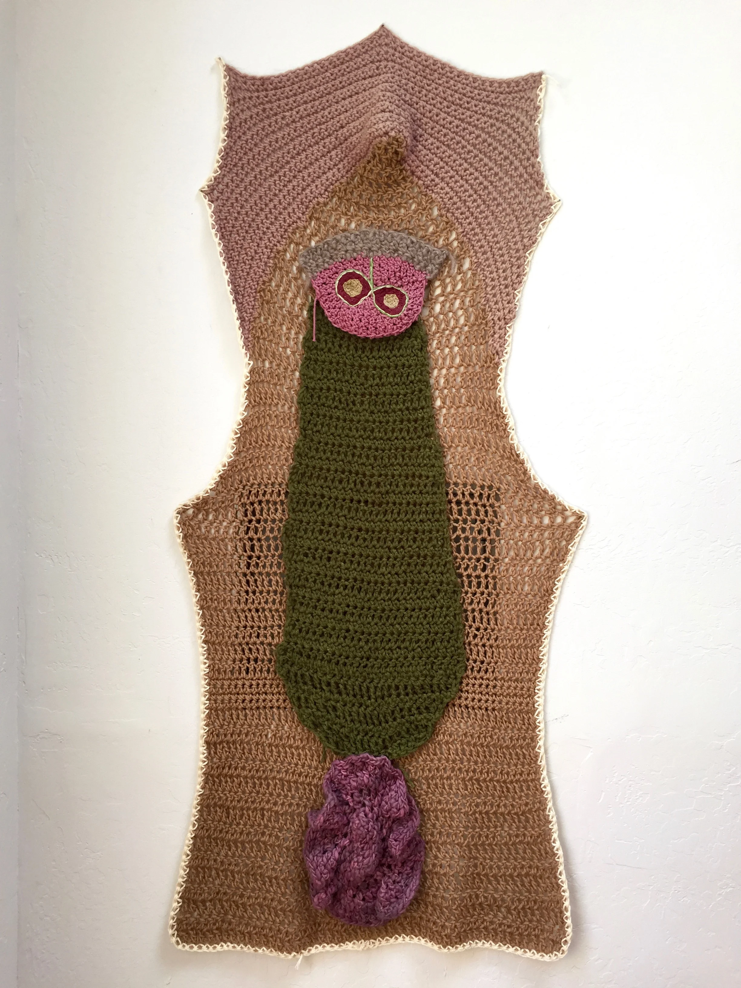 Everyday, a Birth Canal , mixed yarn, 24 x 52 inches