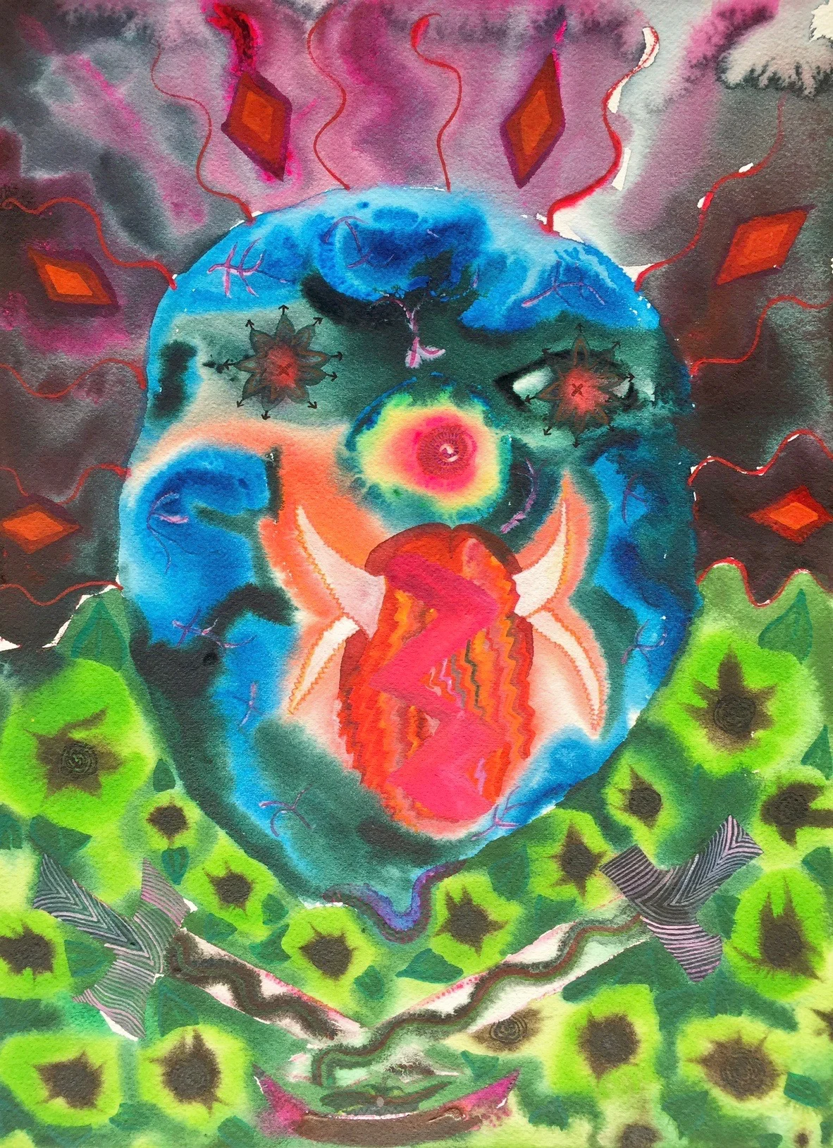Kali Ma , watercolor on paper, 10 x 14 inches