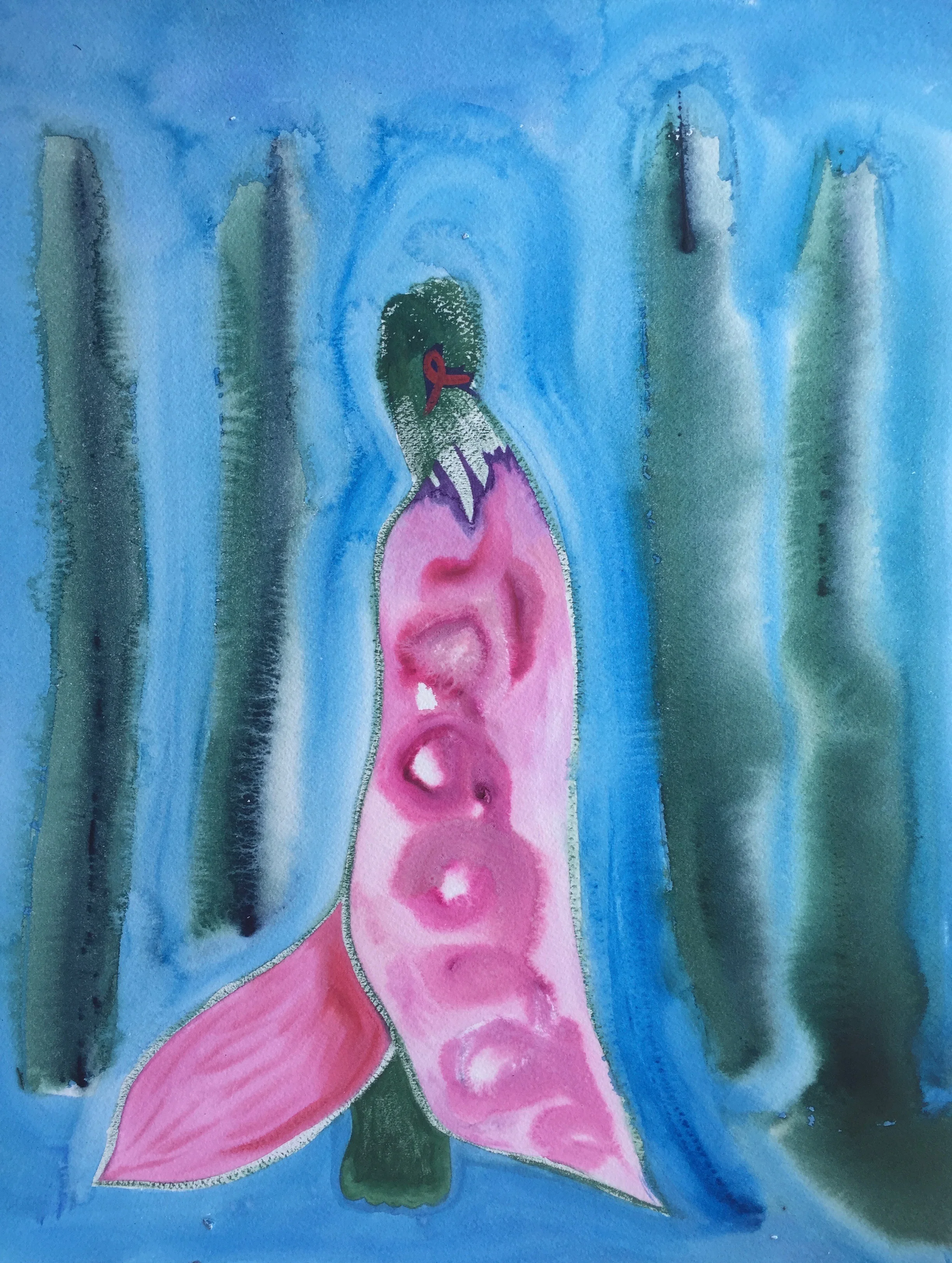 Oh, Mary!, watercolor on paper, 12 x 16 inches