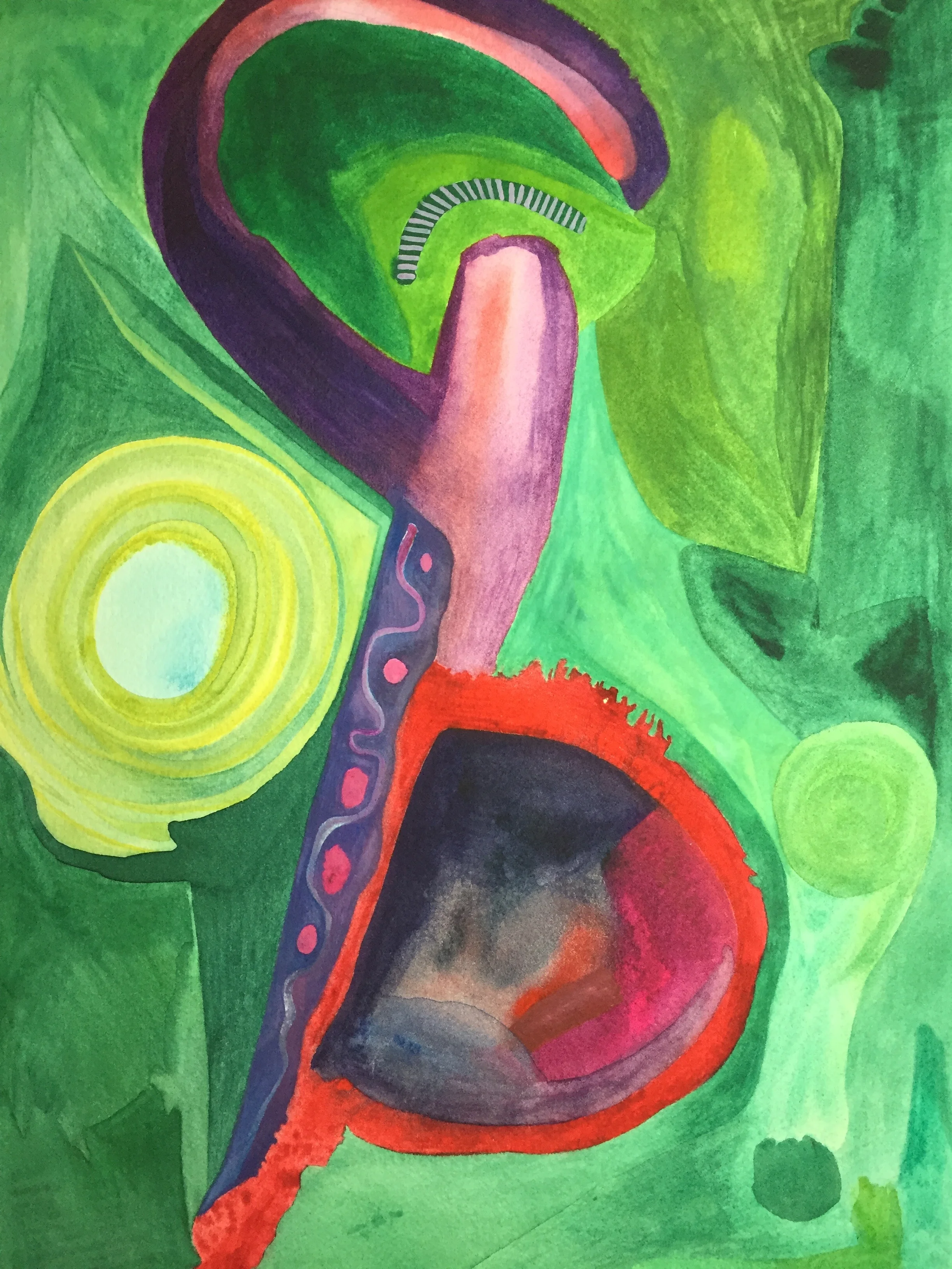 Tree Hook , watercolor on paper, 9 x 12 inches