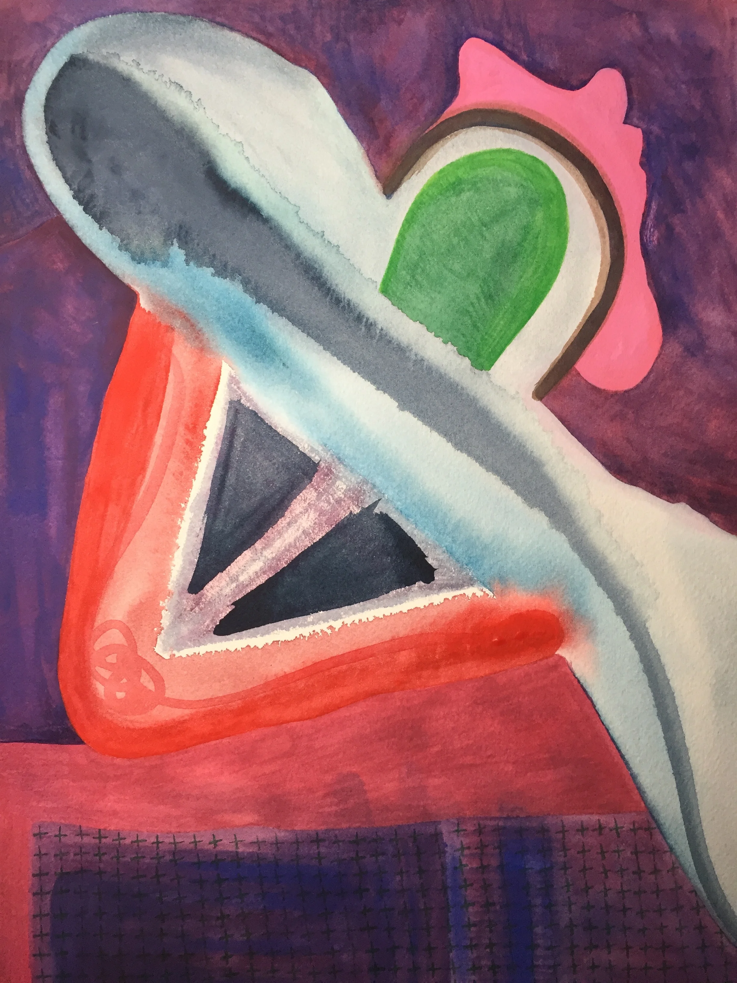 Lean , watercolor on paper, 9 x 12