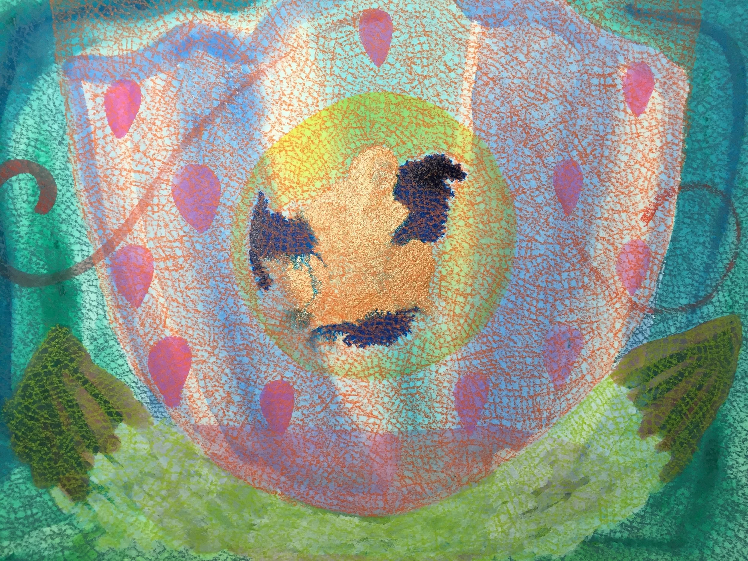 X, watercolor and colored pencil on paper, 12 x 9 inches