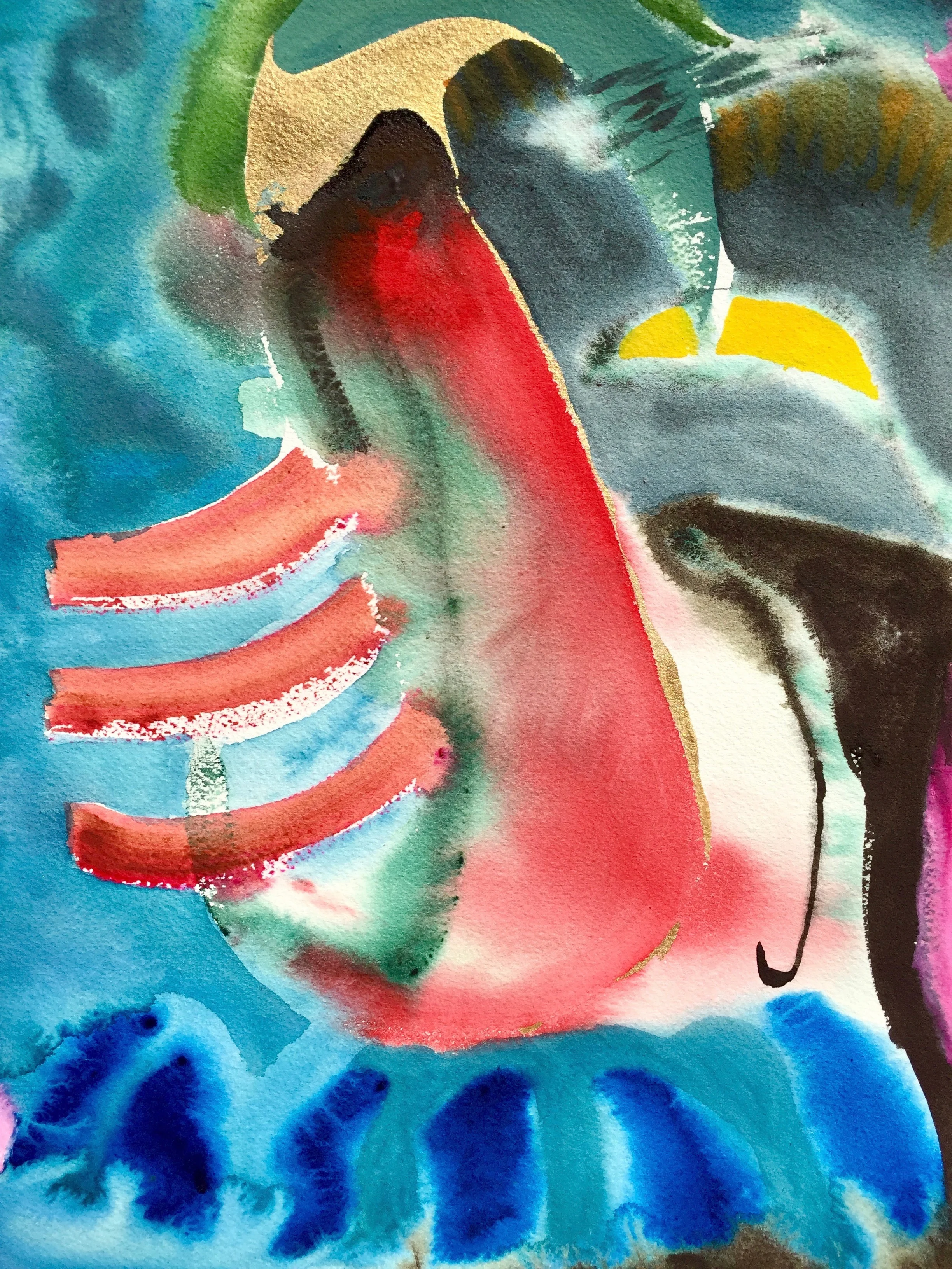 Angela S., watercolor on paper, 10 x 14 inches