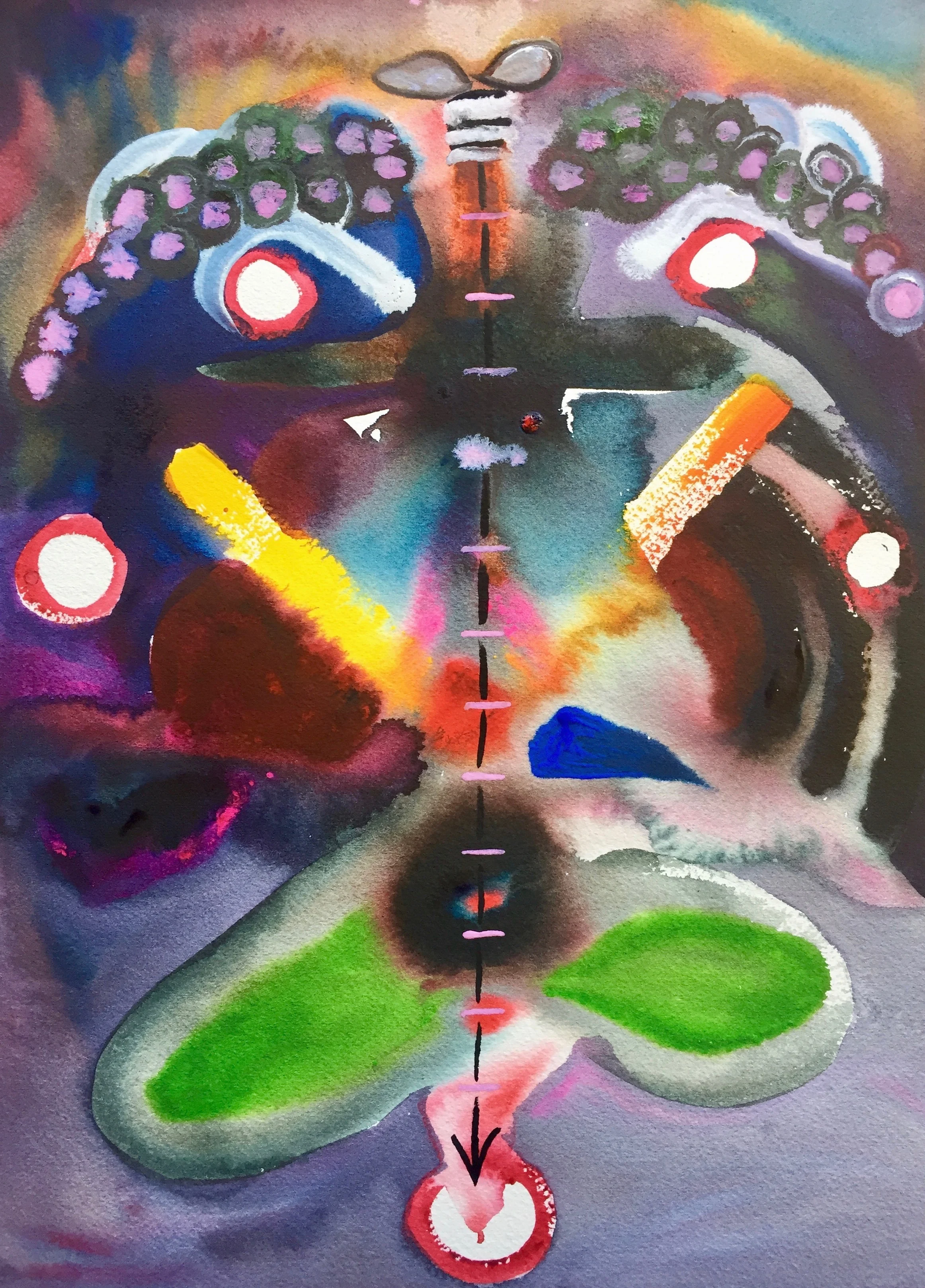Nikki's Nervous System , watercolor on paper, 10 x 14 inches